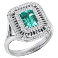 No Oil Emerald Cut 18K Gold Diamonds Ring ICL Certified