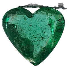 GIA Certified Russian No Oil Emerald Heart Shape Loose Gemstone, 0.55 Carat