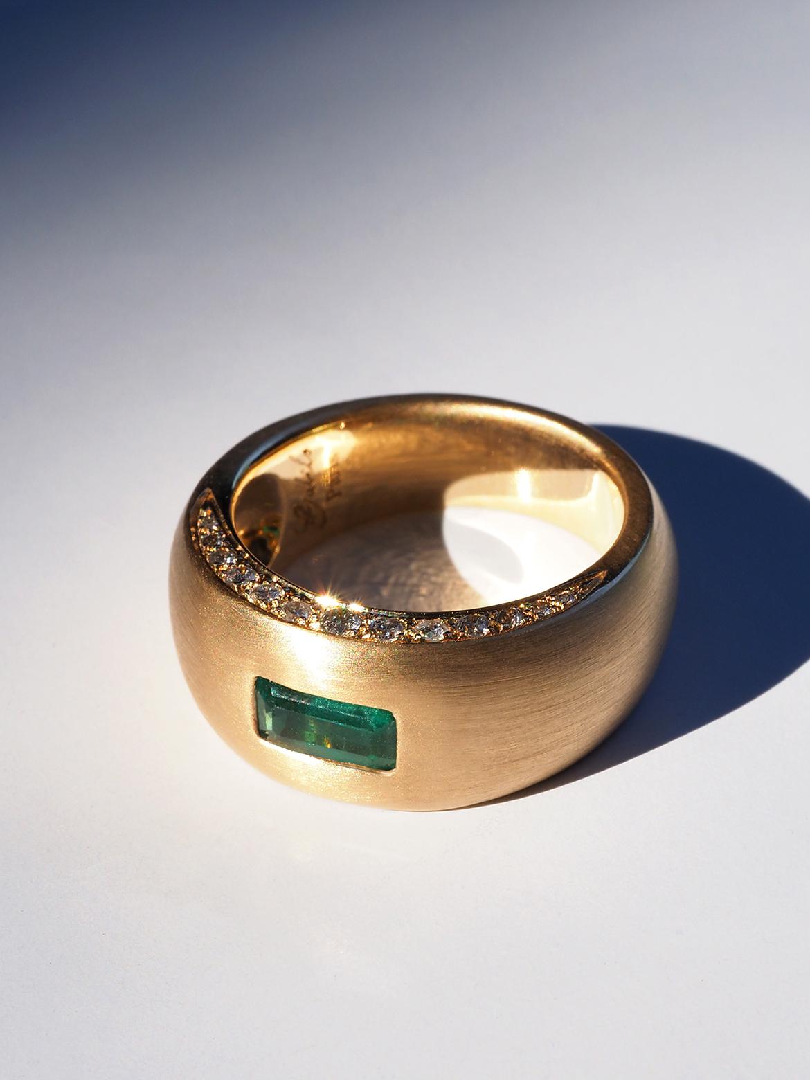 Sin aceite Anillo esmeralda oro amarillo 18K diamantes talla 8.5 regalo aniversario de boda en venta 8