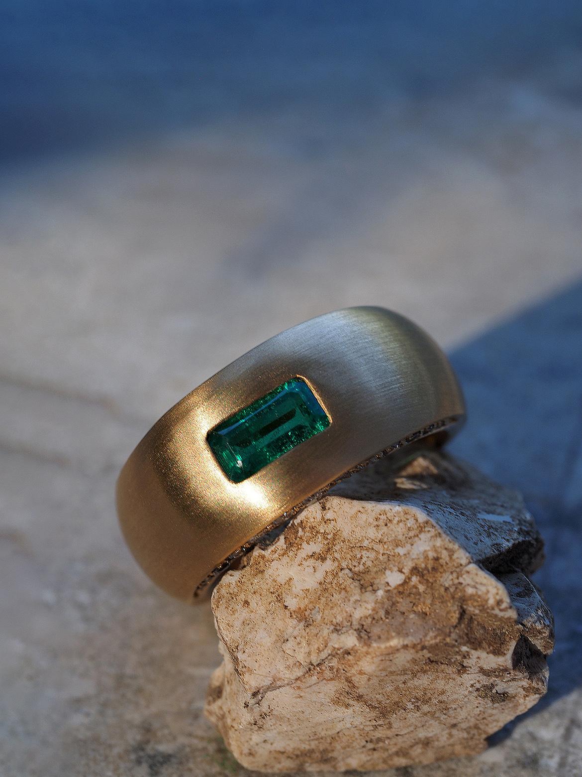 Sin aceite Anillo esmeralda oro amarillo 18K diamantes talla 8.5 regalo aniversario de boda en venta 10