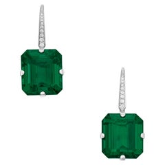 NO OIL EYE CLEAN GRS certifié 8,13 ct. Boucles d'oreilles pendantes en émeraude COLOMBIAN
