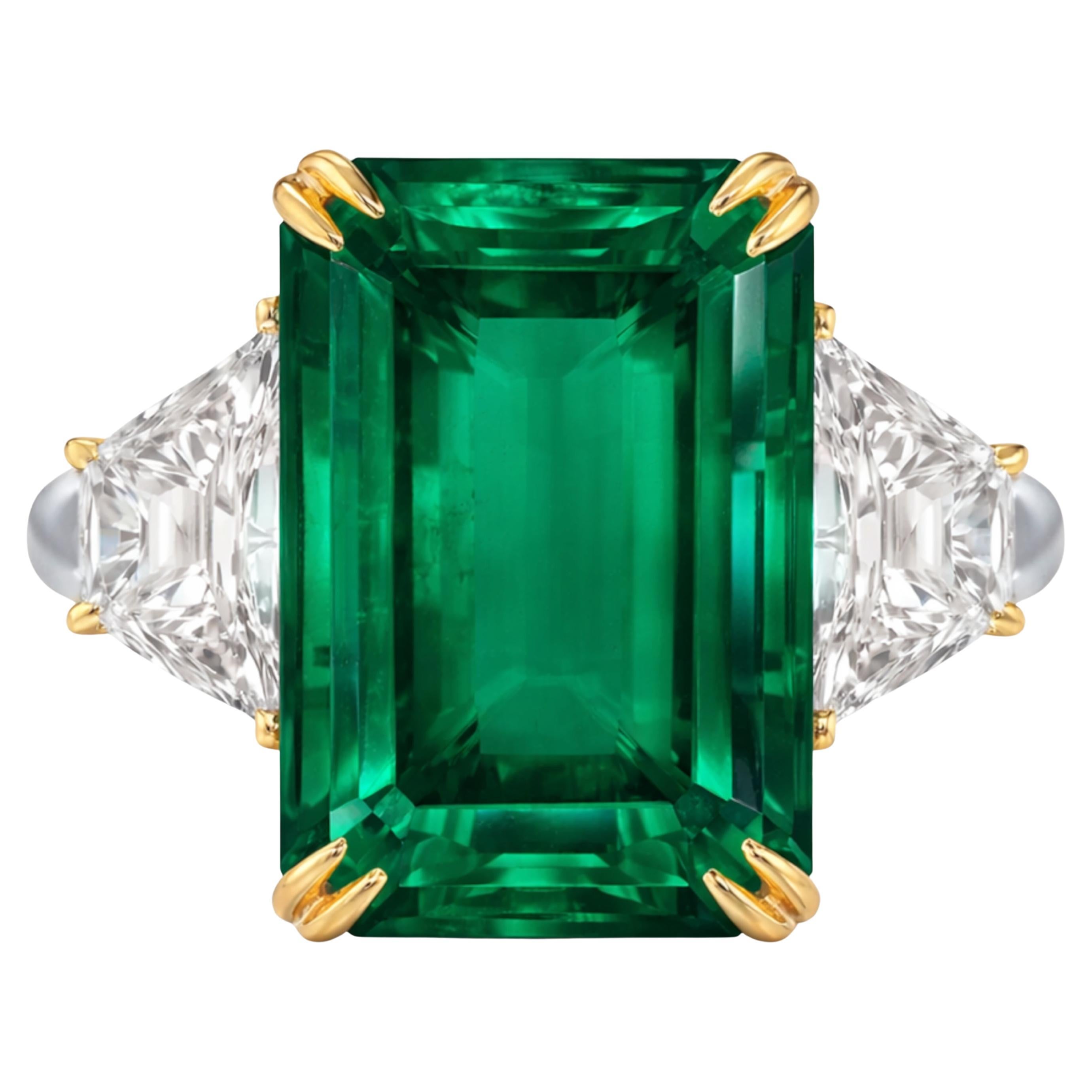 Anillo de diamante esmeralda verde de 4,70 quilates certificado por GIA SIN ACEITE en venta
