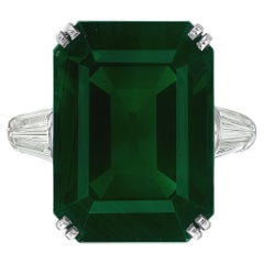 NO OIL Investment grade GIA Certified 8.84 Green Emerald Diamond Platinum Ring