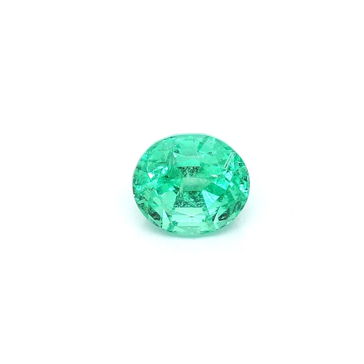 Oval Cut No Oil Oval Shape Loose Emerald from Russia 1.38 Carat For Sale
