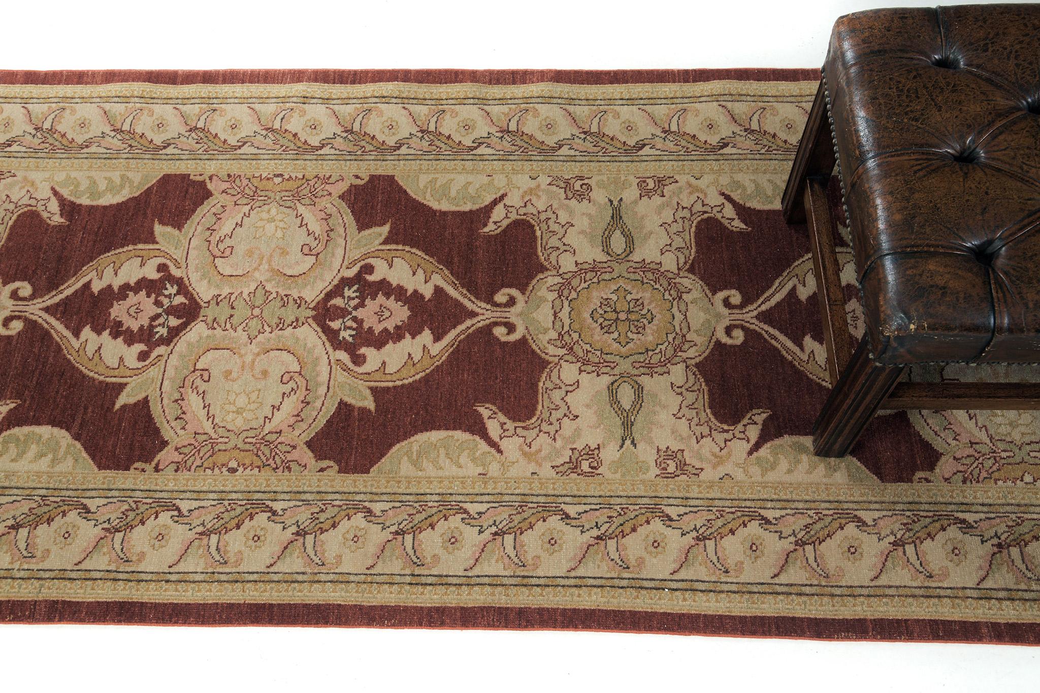 Noué à la main Mehraban - Tapis à teinture naturelle Arts & Crafts Design - Collection Bliss D5265 en vente