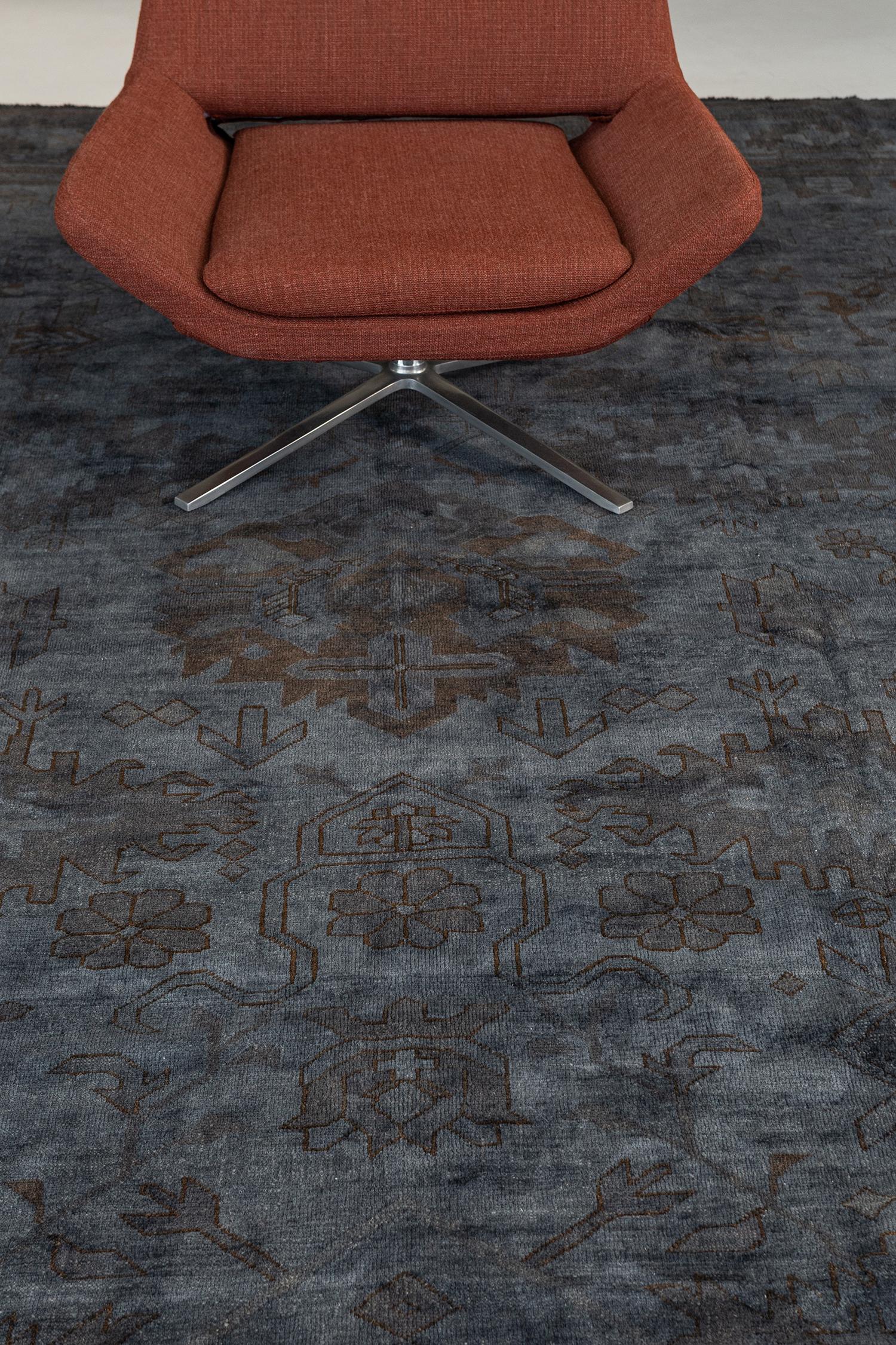 Mehraban Overdyed Vintage Style Rug In New Condition For Sale In WEST HOLLYWOOD, CA