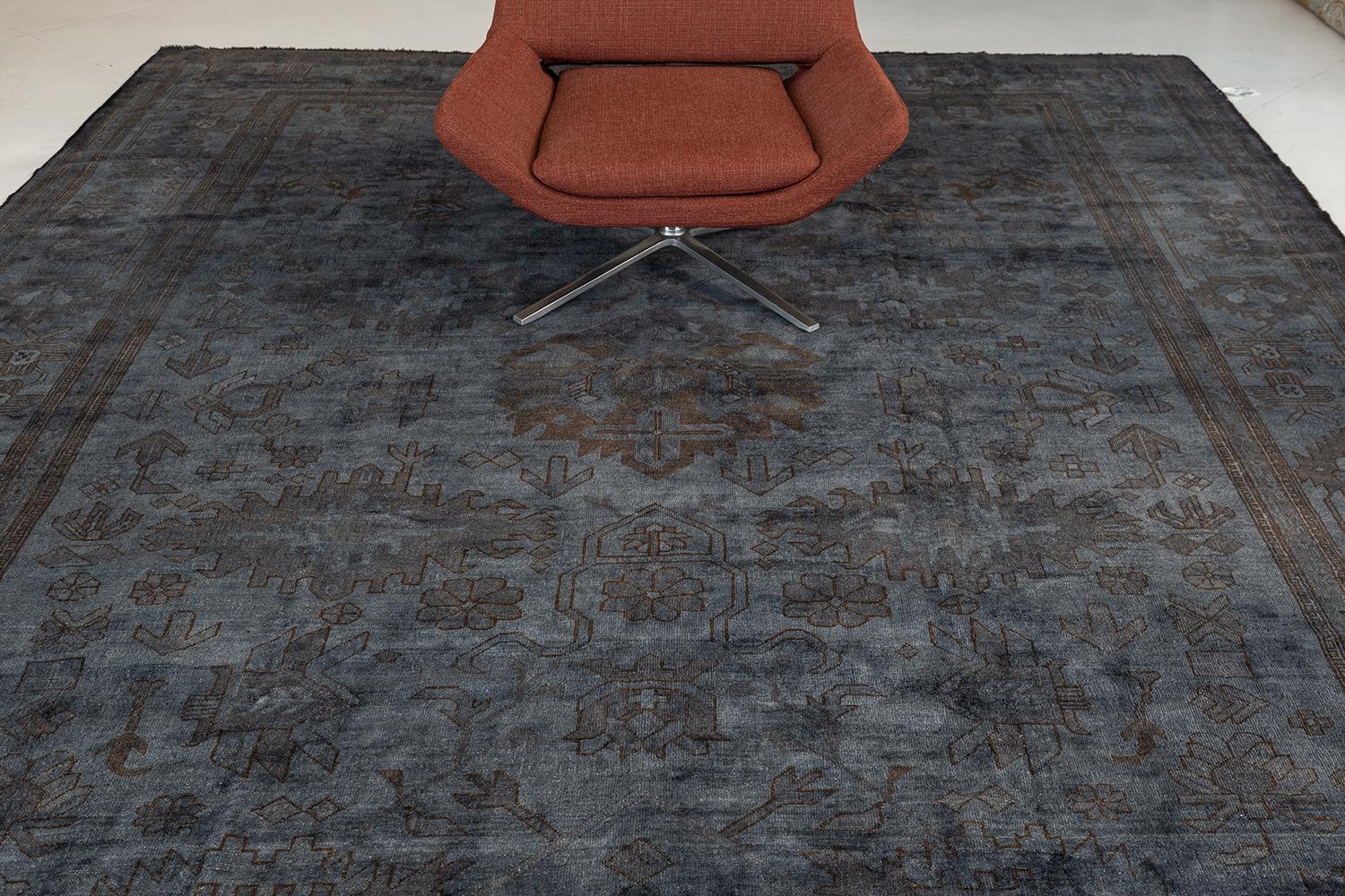 Contemporary Mehraban Overdyed Vintage Style Rug For Sale