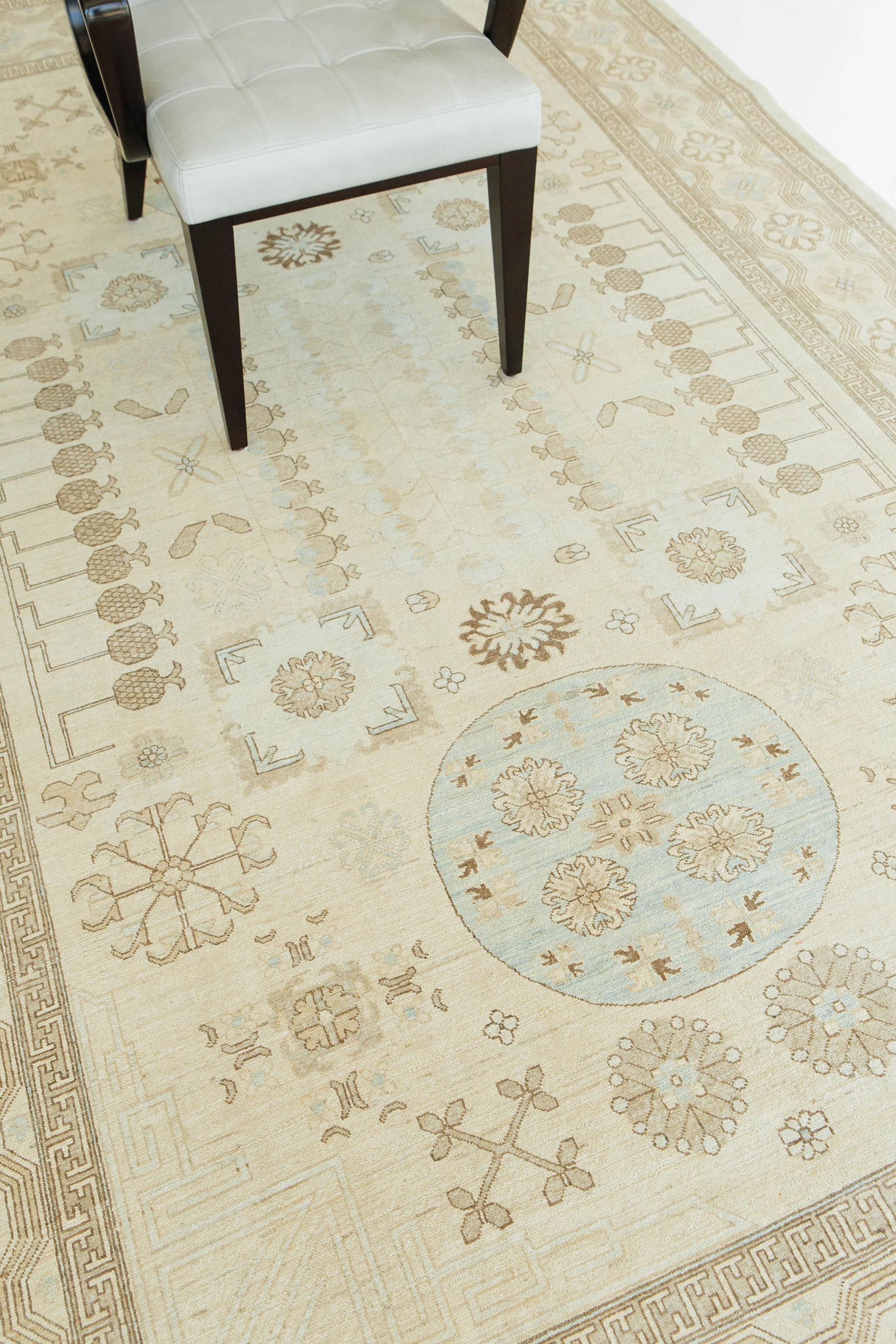 Afghan Mehraban Vintage Style Khotan Revival Rug For Sale