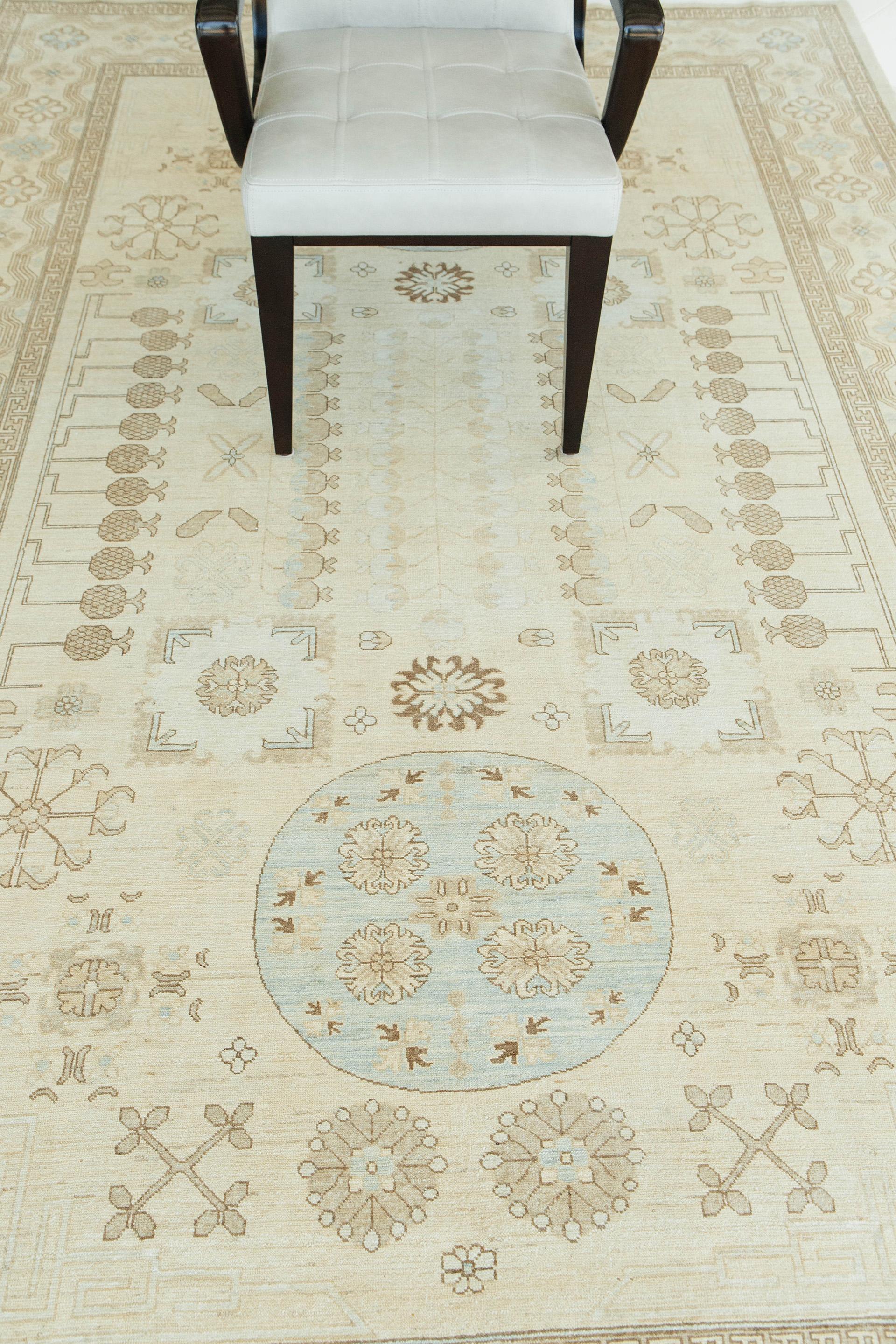 Hand-Knotted Mehraban Vintage Style Khotan Revival Rug For Sale
