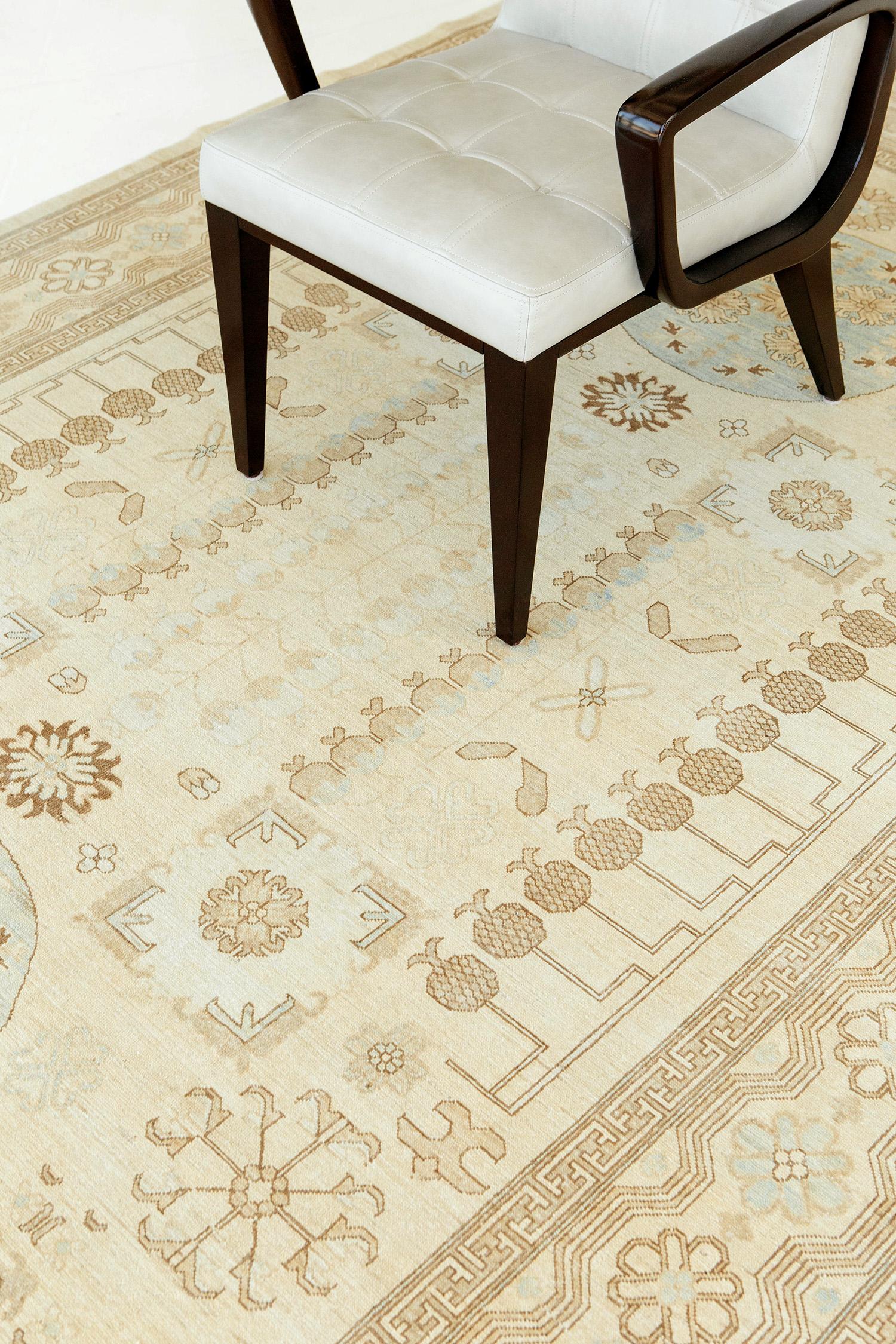Contemporary Mehraban Vintage Style Khotan Revival Rug For Sale
