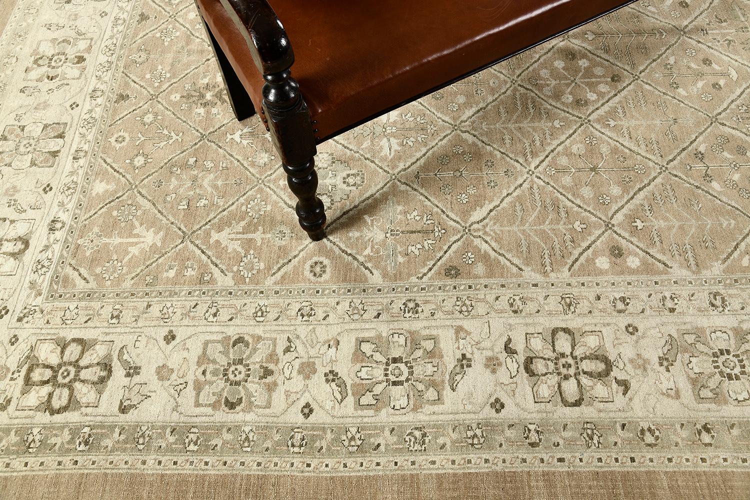 Mehraban Alfombra con diseño de paneles Mahal estilo vintage D5141 Afgano en venta