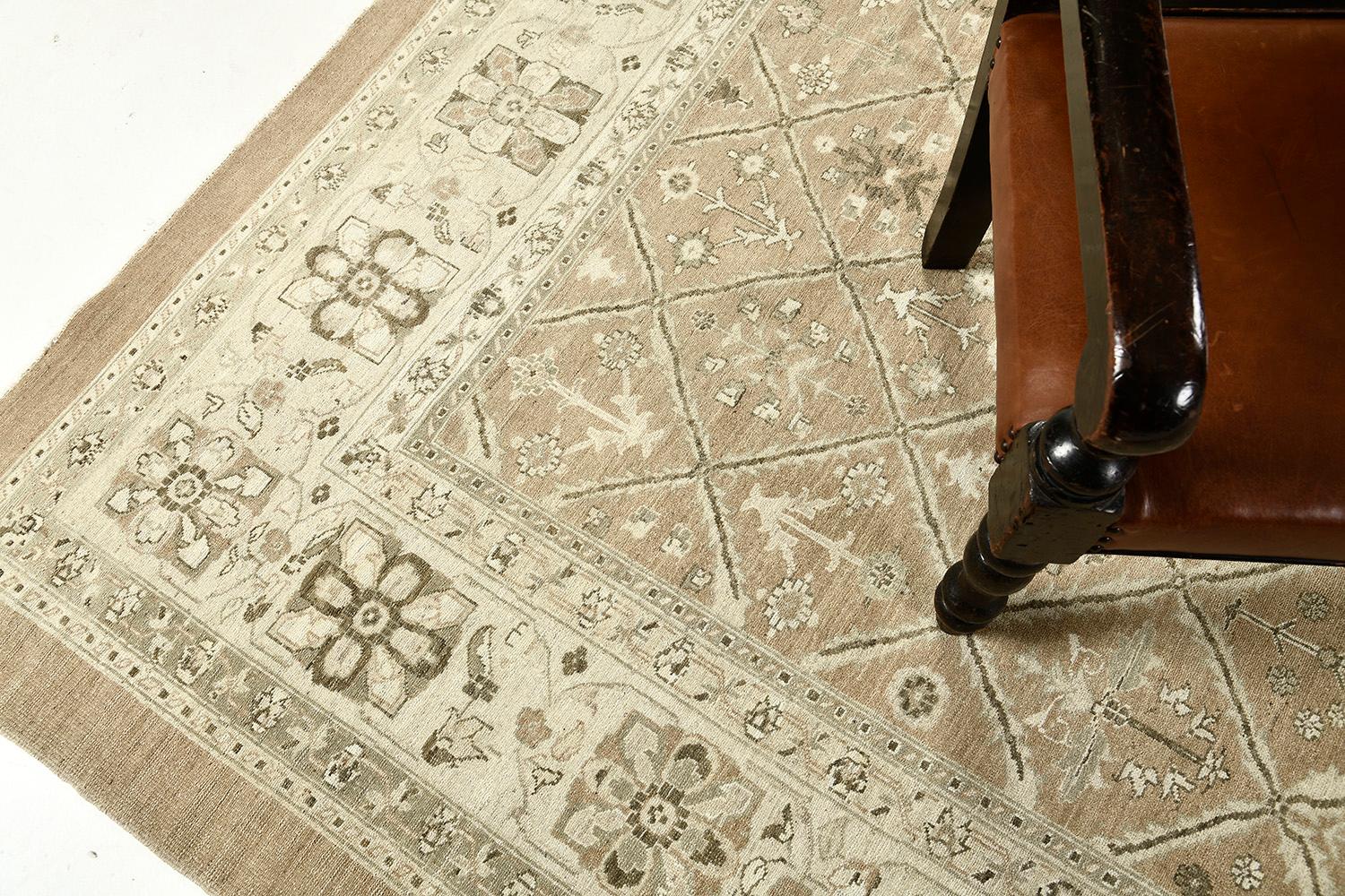 Mehraban Alfombra con diseño de paneles Mahal estilo vintage D5141 Siglo XXI y contemporáneo en venta