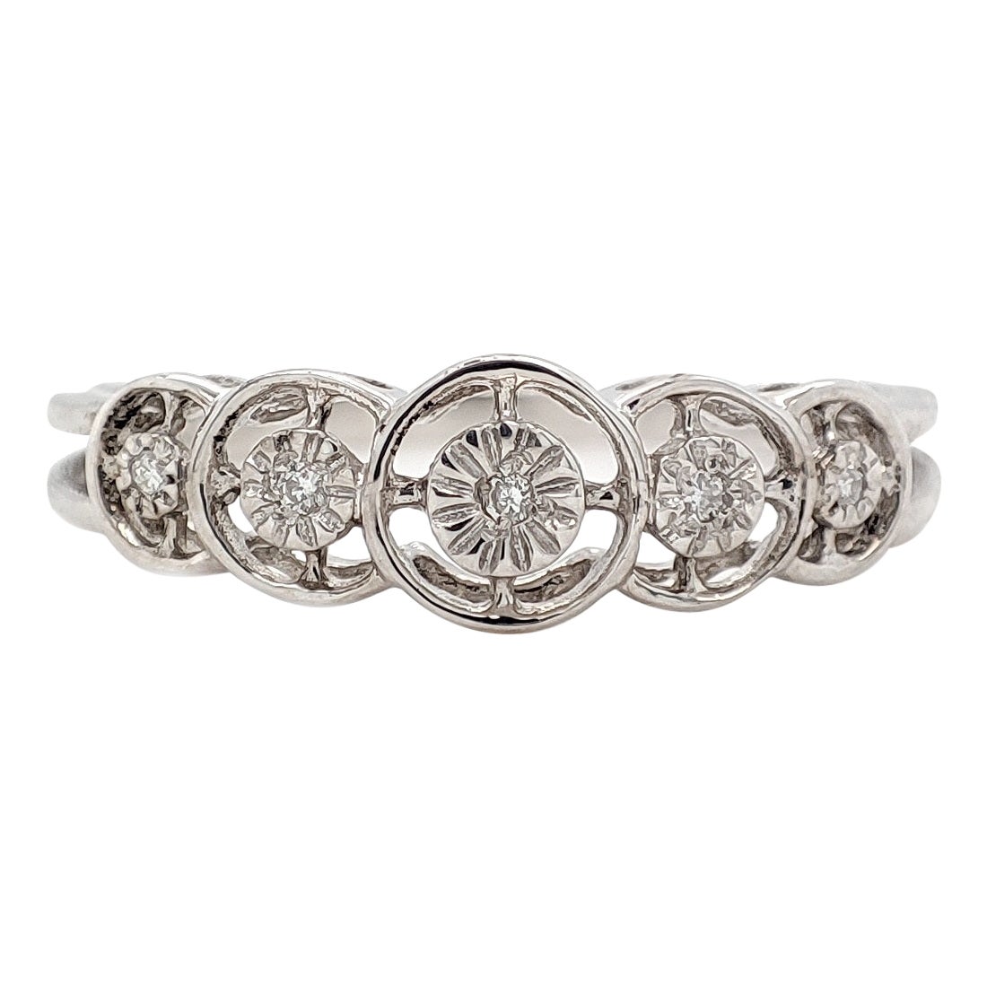 NO RESERVE 0.05CT White D - F Diamond Ring 14K White Gold