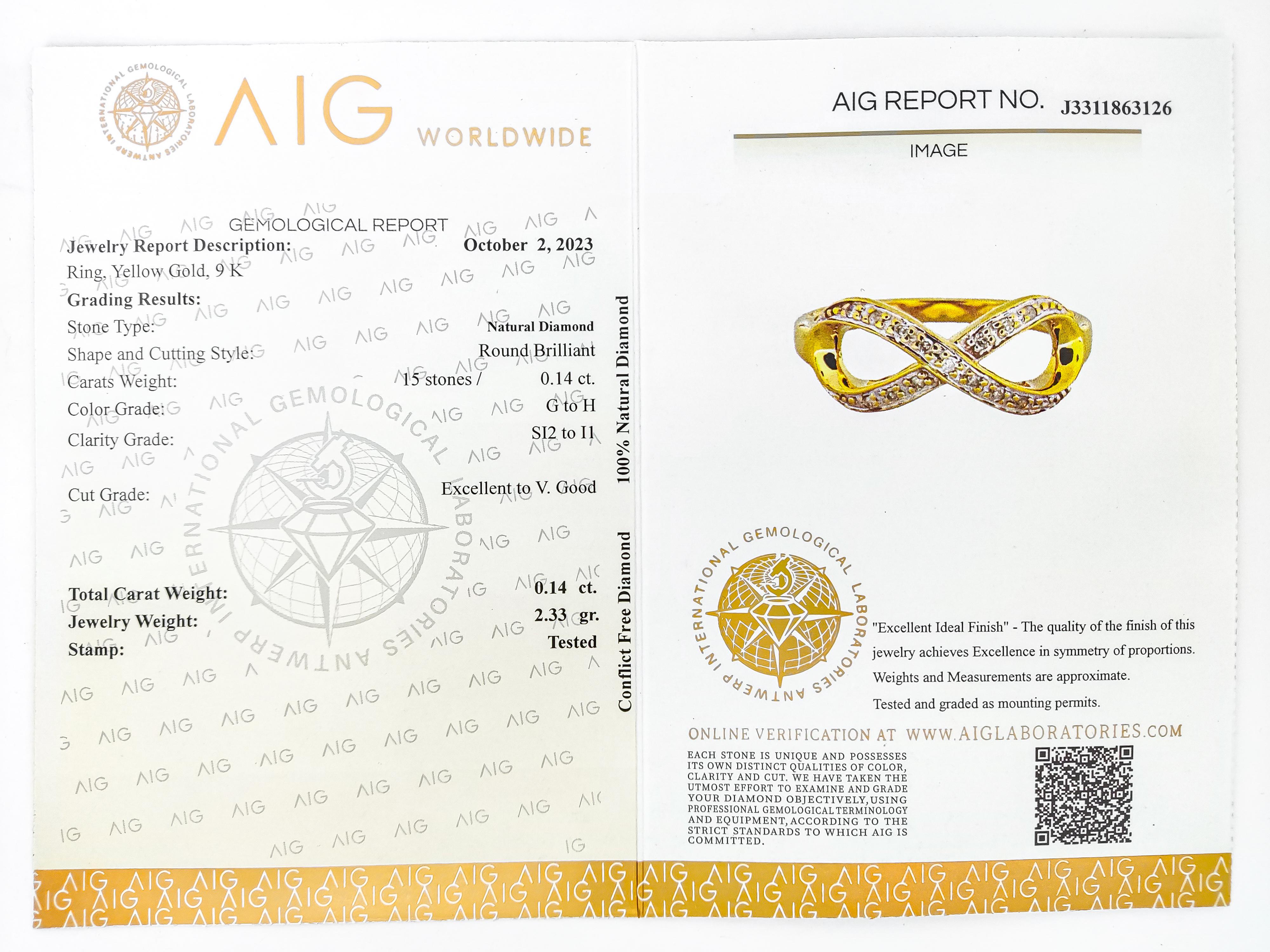Women's 0.14CT Round Diamond Ring Yellow Gold