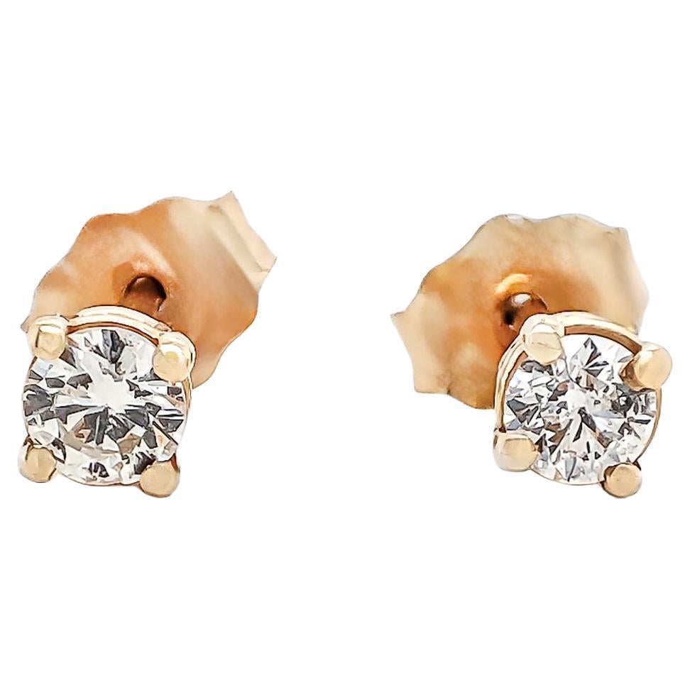 *NO RESERVE* 0.18CT Round Diamond Solitaire Stud Earring 14k Yellow Gold  en vente