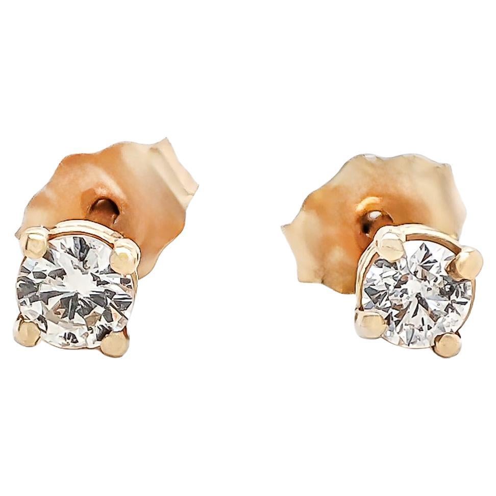 NO RESERVE 0.18ct Diamond Solitaire Stud Earring 14k Yellow Gold  For Sale