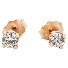 NO RESERVE 0.18ct Diamond Solitaire Stud Earring 14k Yellow Gold 