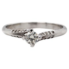 NO RESERVE 0.20CT Light Yellow and 0.07 White Diamond 14K White Gold Ring