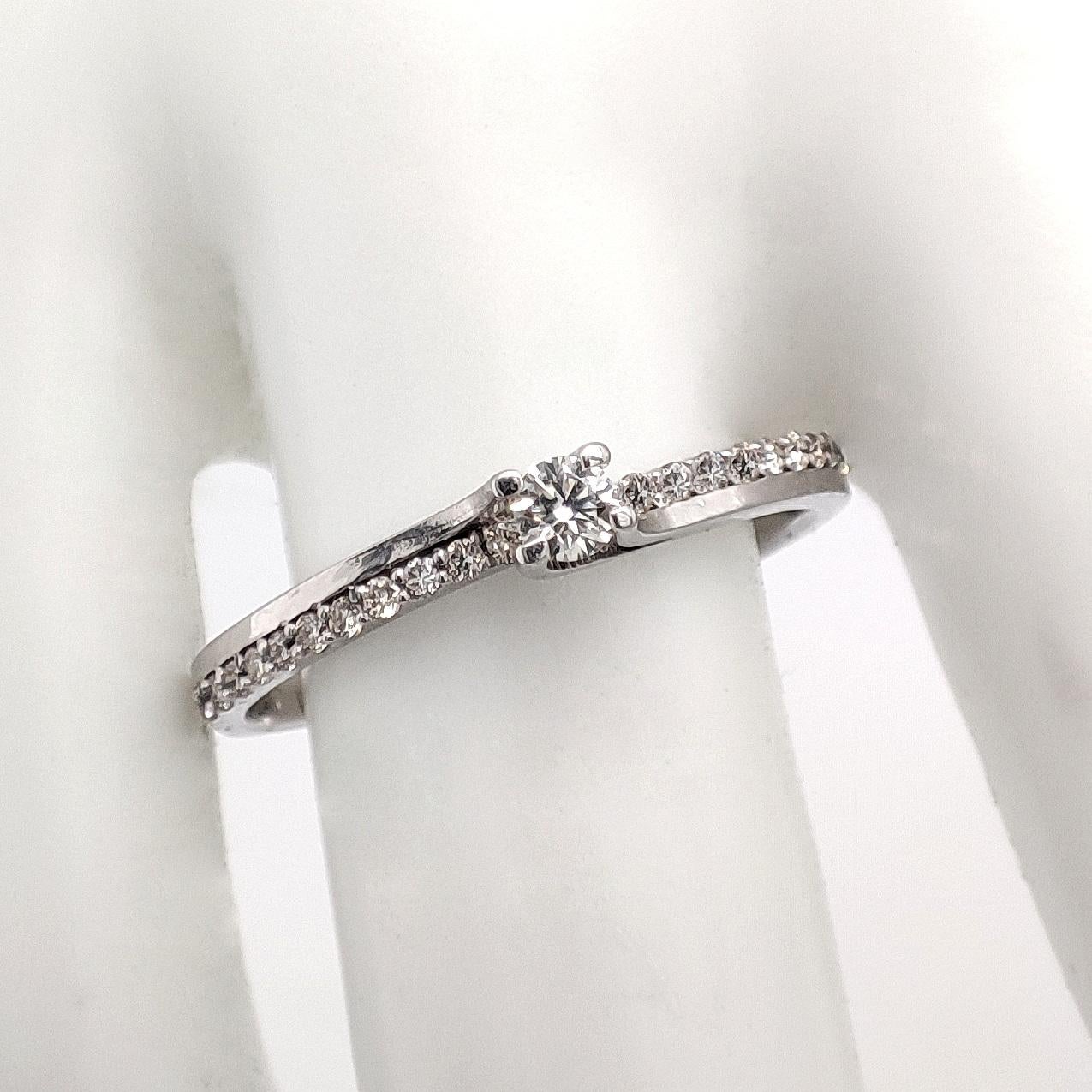 NO RESERVE 0.24CT Round Diamond Engagement Wedding Ring 14K White Gold   In New Condition For Sale In Ramat Gan, IL