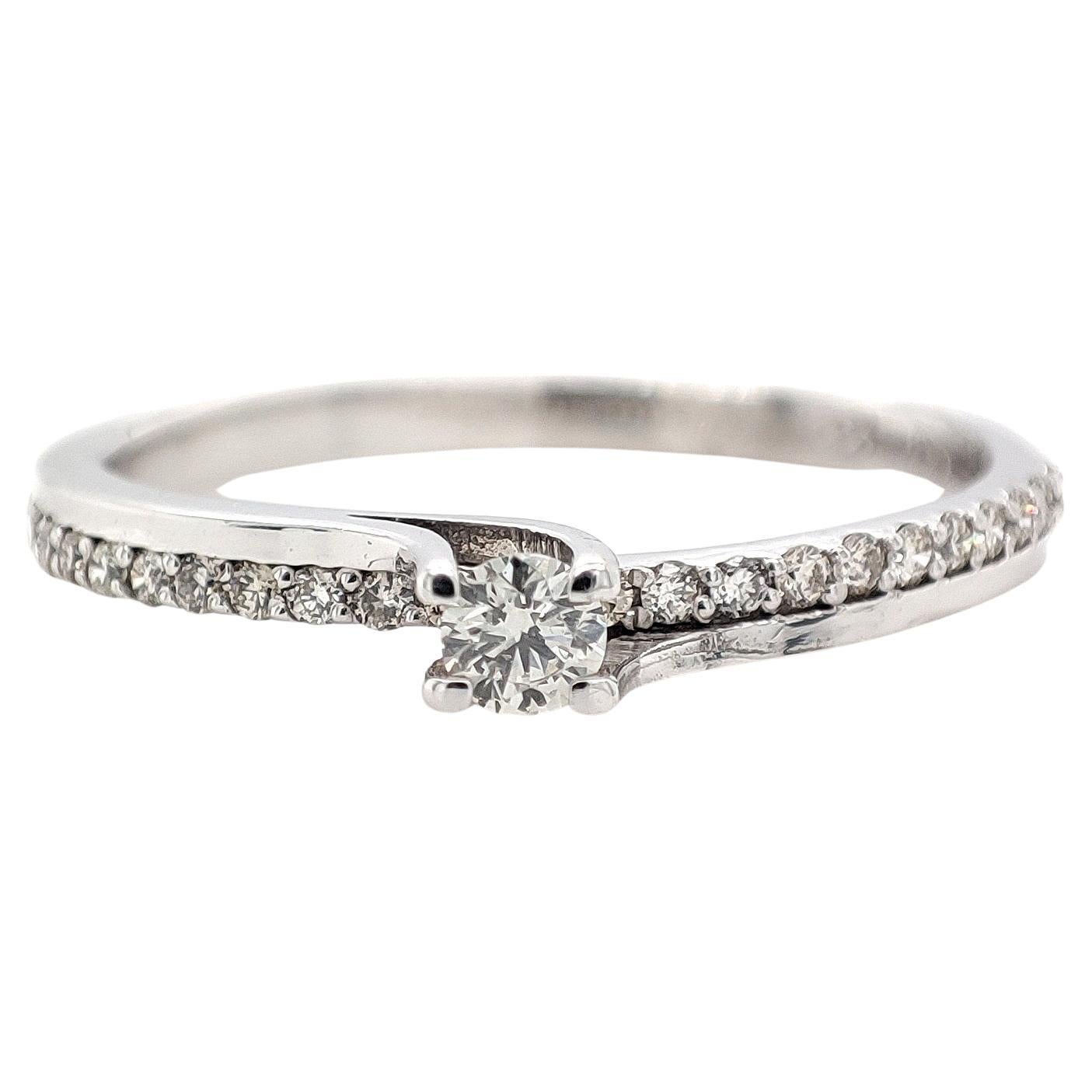 NO RESERVE 0.24CT Round Diamond Engagement Wedding Ring 14K White Gold  