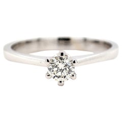 NO RESERVE 0.25CT Solitaire Engagement Diamond Ring 14K White Gold