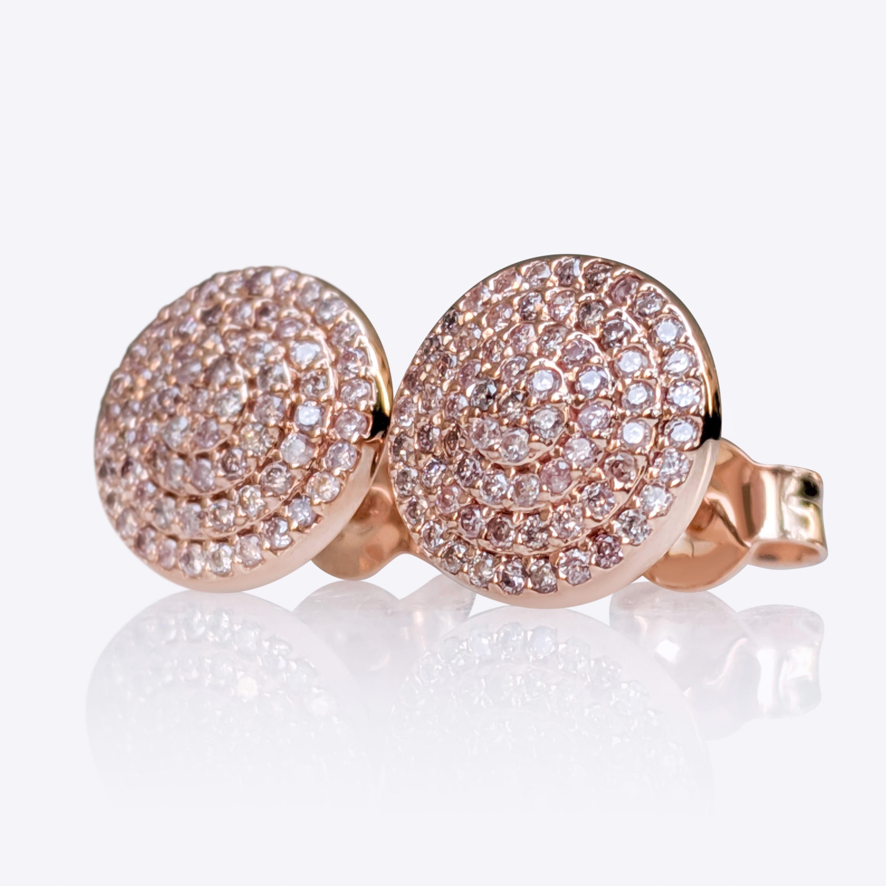 NO RESERVE! 0.30 Carat Fancy Pink Diamond - 14 kt. Pink gold - Earrings In New Condition In Ramat Gan, IL