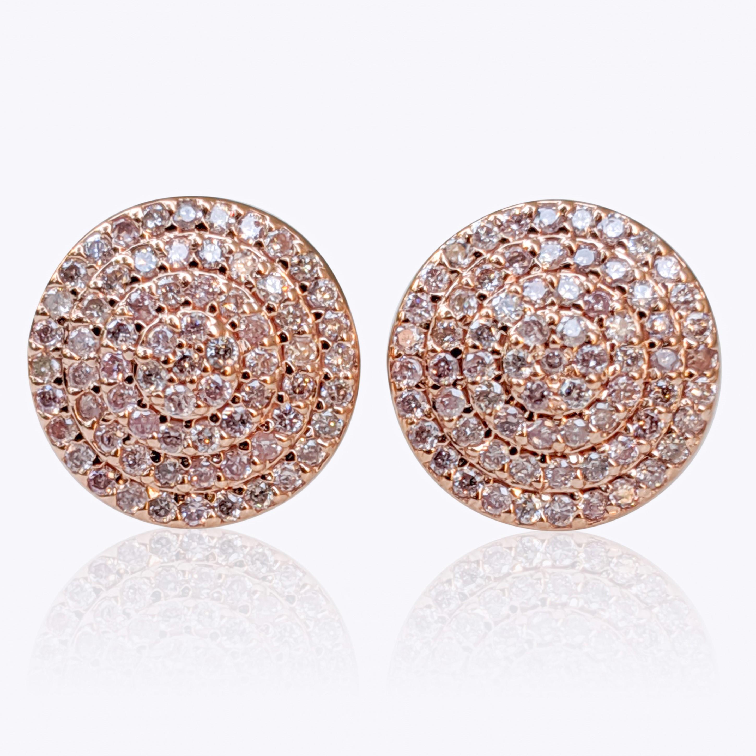 Women's NO RESERVE! 0.30 Carat Fancy Pink Diamond - 14 kt. Pink gold - Earrings