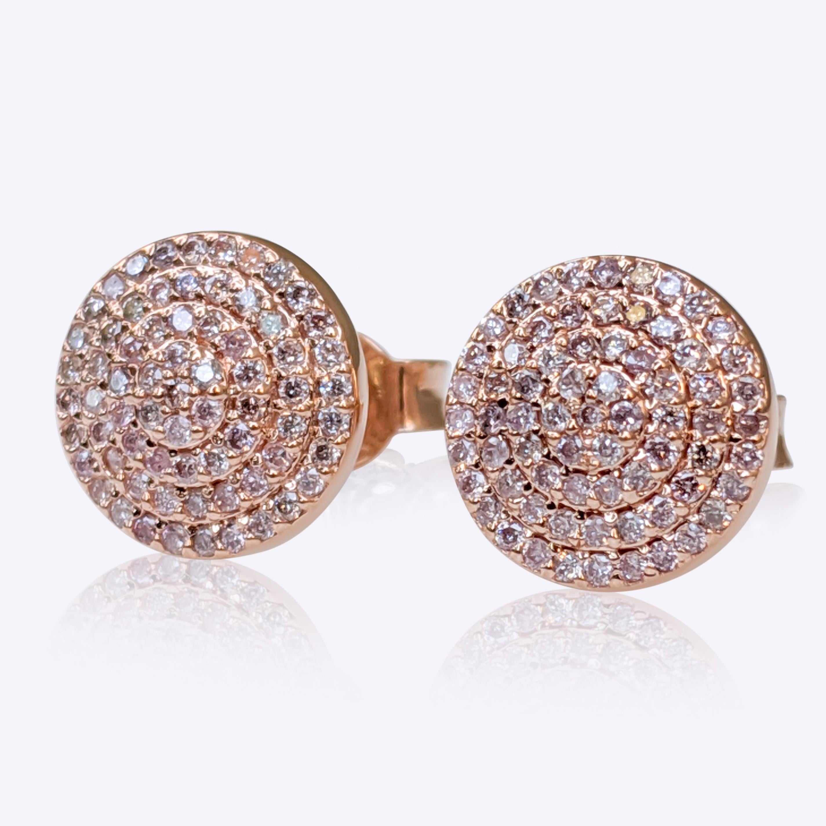 NO RESERVE! 0.30 Carat Fancy Pink Diamond - 14 kt. Pink gold - Earrings 1