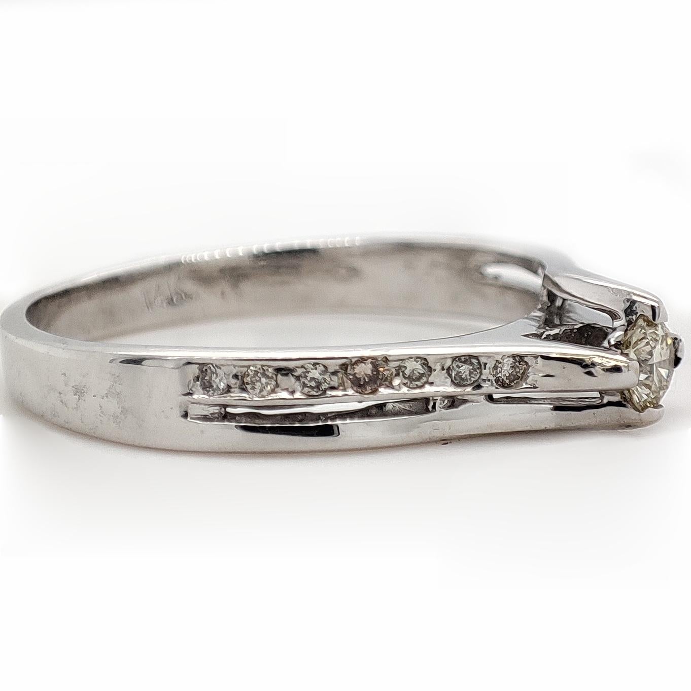 Art Deco NO RESERVE 0.30CTW Engagement Diamond Ring 14K White Gold For Sale