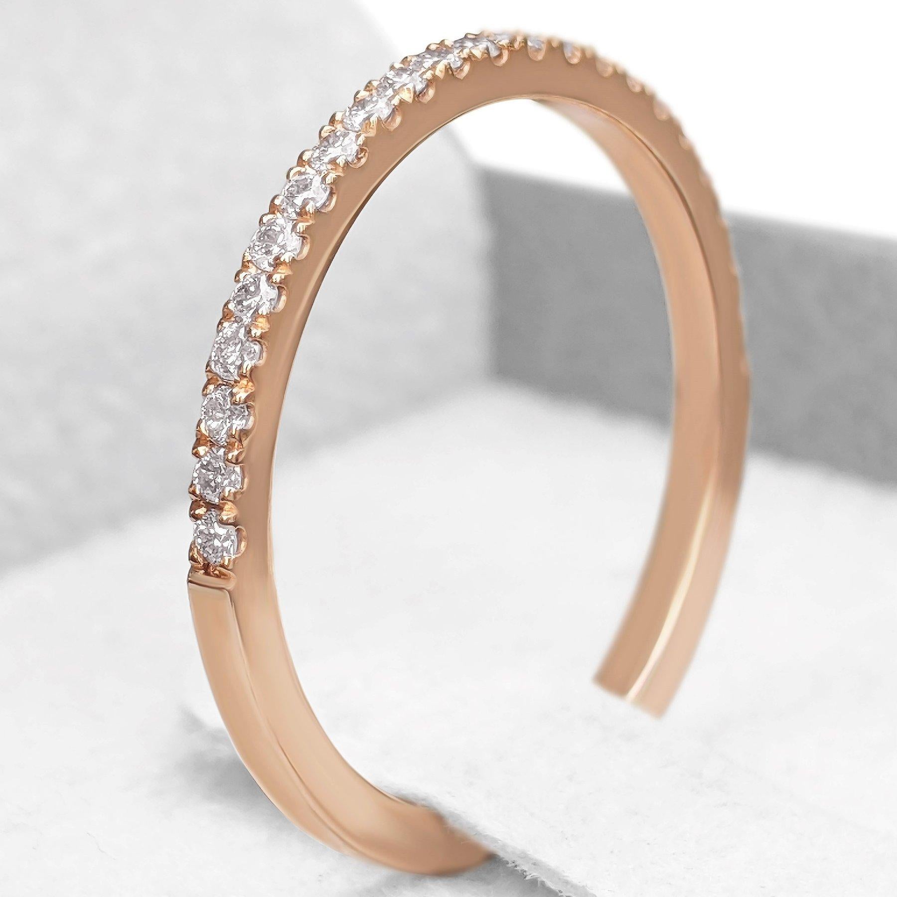 Round Cut NO RESERVE! 0.33Ct Fancy Pink Diamonds Eternity Band - 14kt Rose gold - Ring For Sale