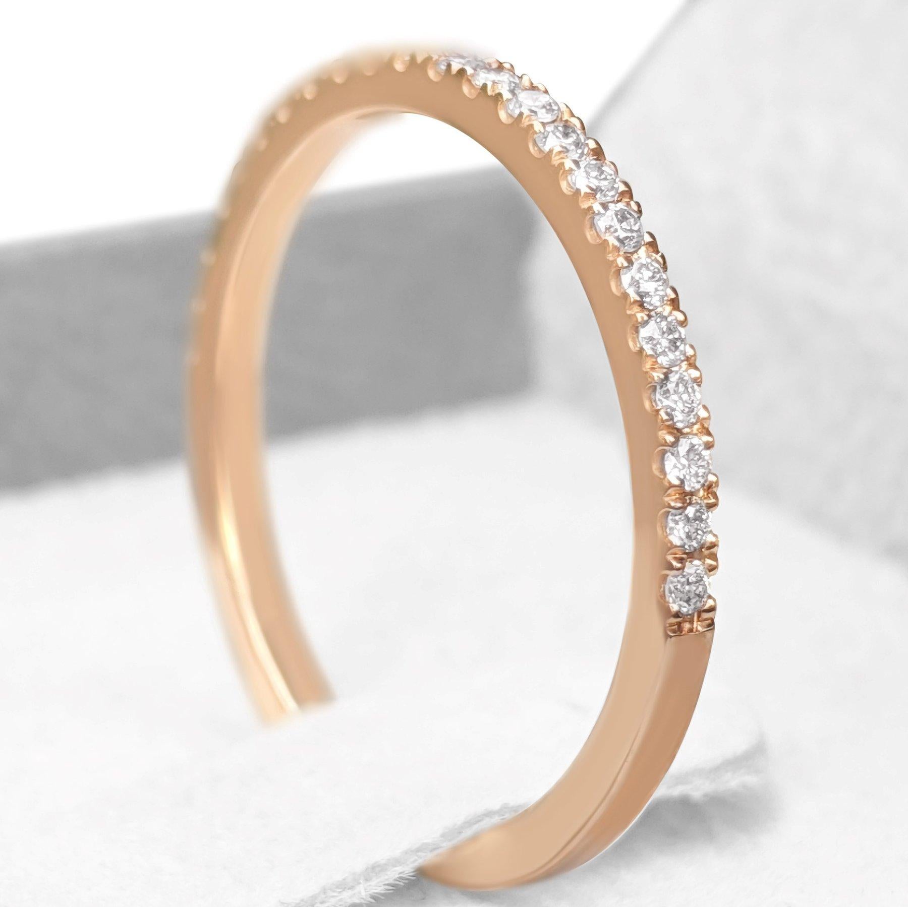 NO RESERVE! 0.33Ct Fancy Pink Diamonds Eternity Band - 14kt Rose gold - Ring In New Condition For Sale In Ramat Gan, IL