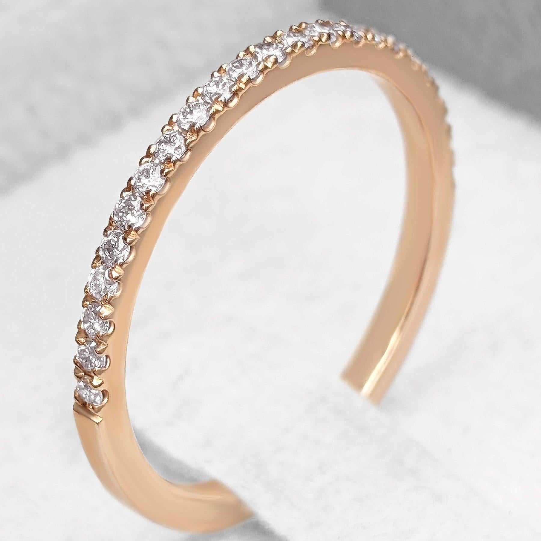 NO RESERVE! 0.33Ct Fancy Pink Diamonds Eternity Band - 14kt Rose gold - Ring For Sale 1