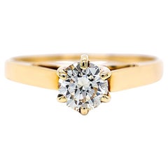 Bague de fiançailles solitaire en or jaune 14 carats avec diamant 0,33 carat