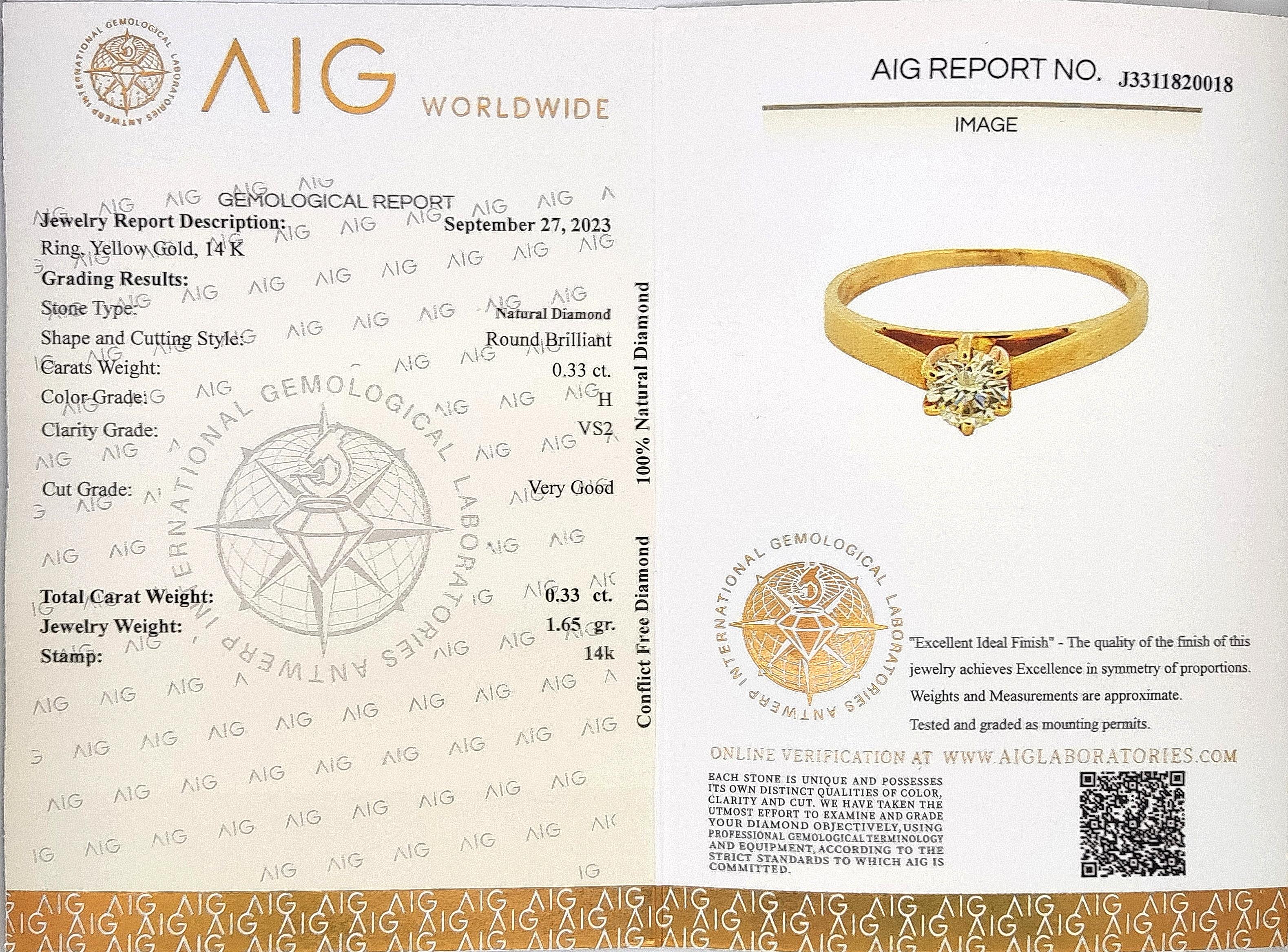 NO RESERVE 0,33CT VS2 Bague de fiançailles solitaire en or blanc 14 carats avec diamants Pour femmes en vente