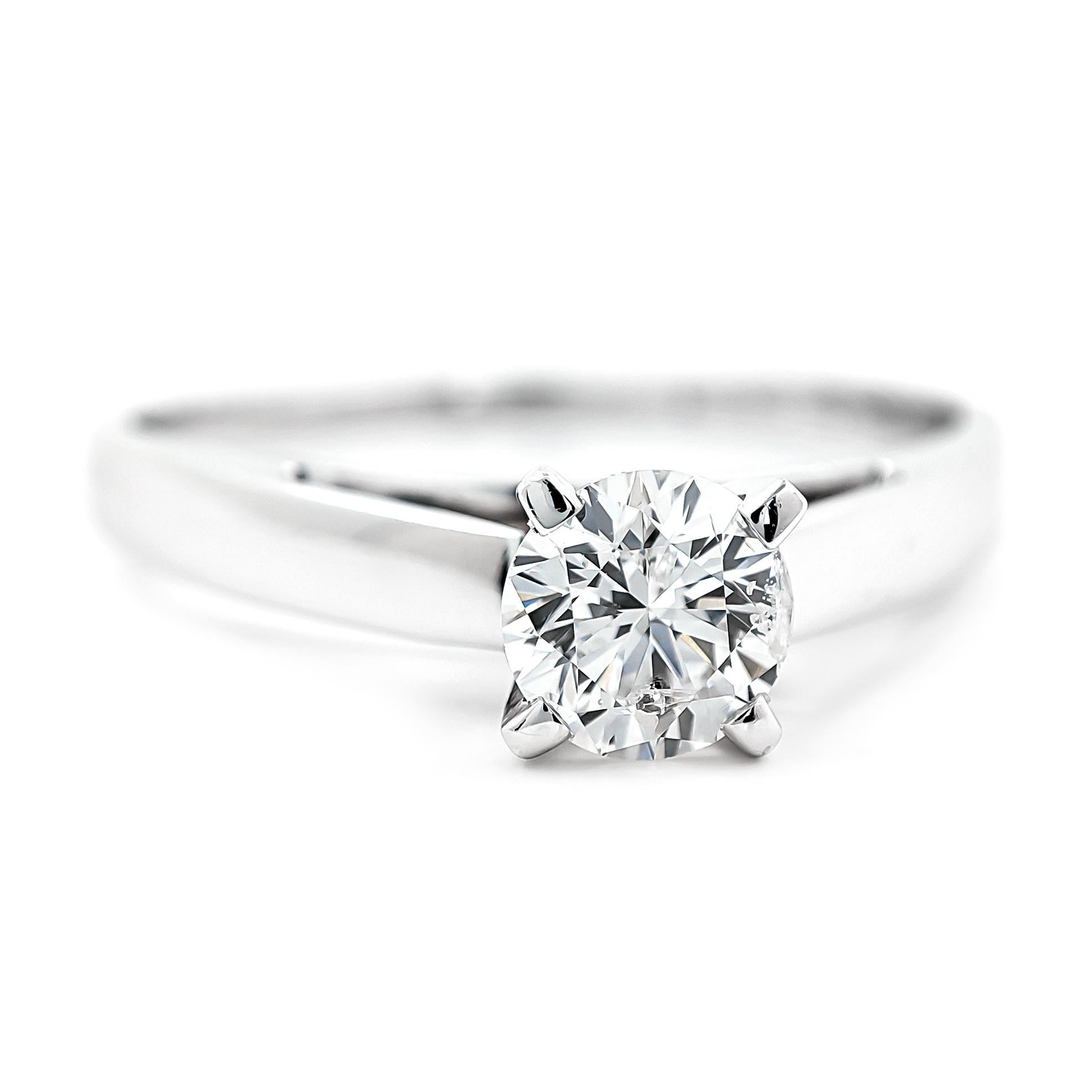 0,35 ct Anillo de compromiso de diamantes solitario de oro blanco de 14 quilates Art Decó en venta