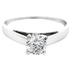 Bague de fiançailles solitaire en or blanc 14 carats avec diamant 0,35 carat