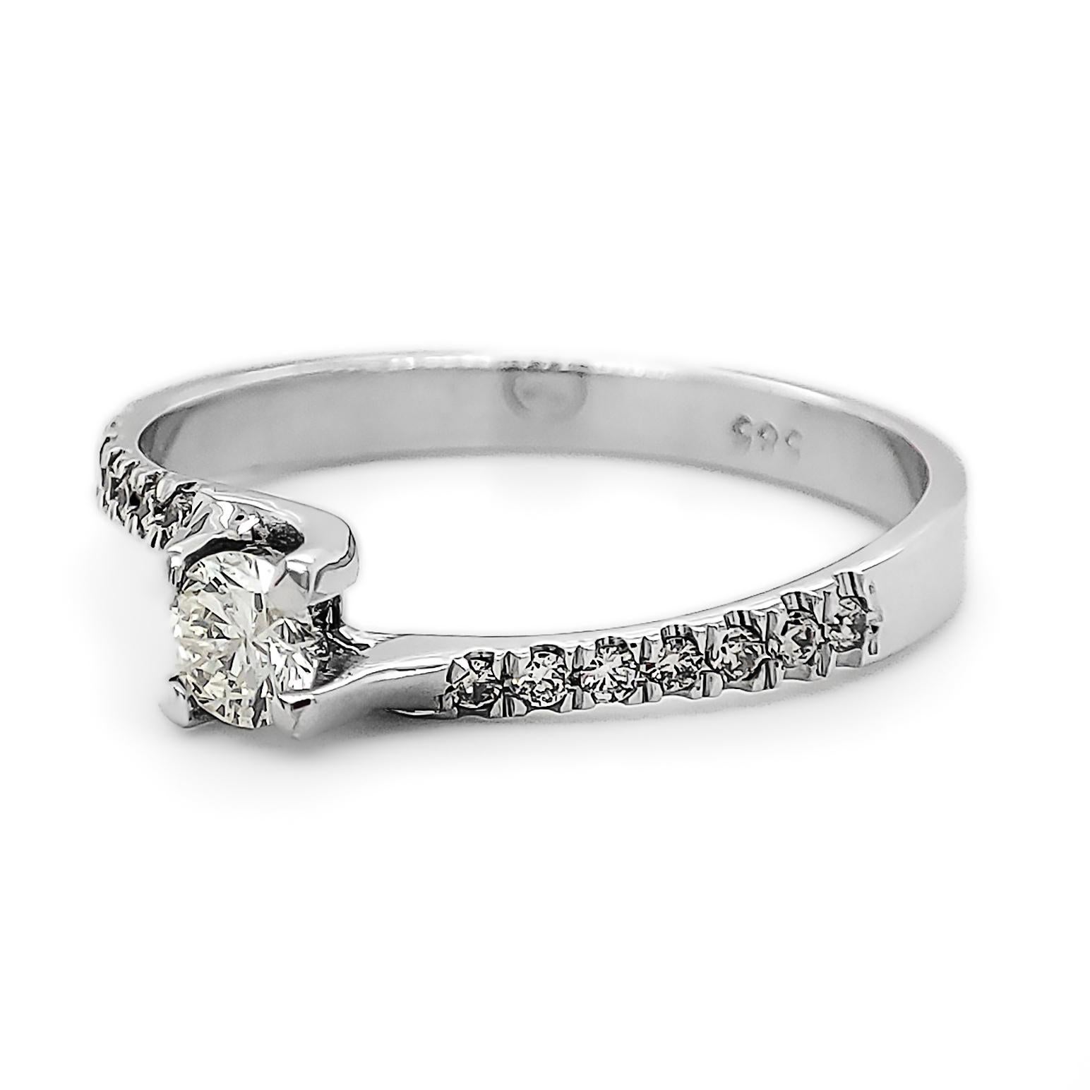 Art Deco NO RESERVE 0.35CTW Engagement Diamond Ring 14K White Gold For Sale