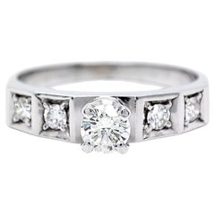 0.35ctw Anillo de Diamante Redondo 14K Oro Blanco