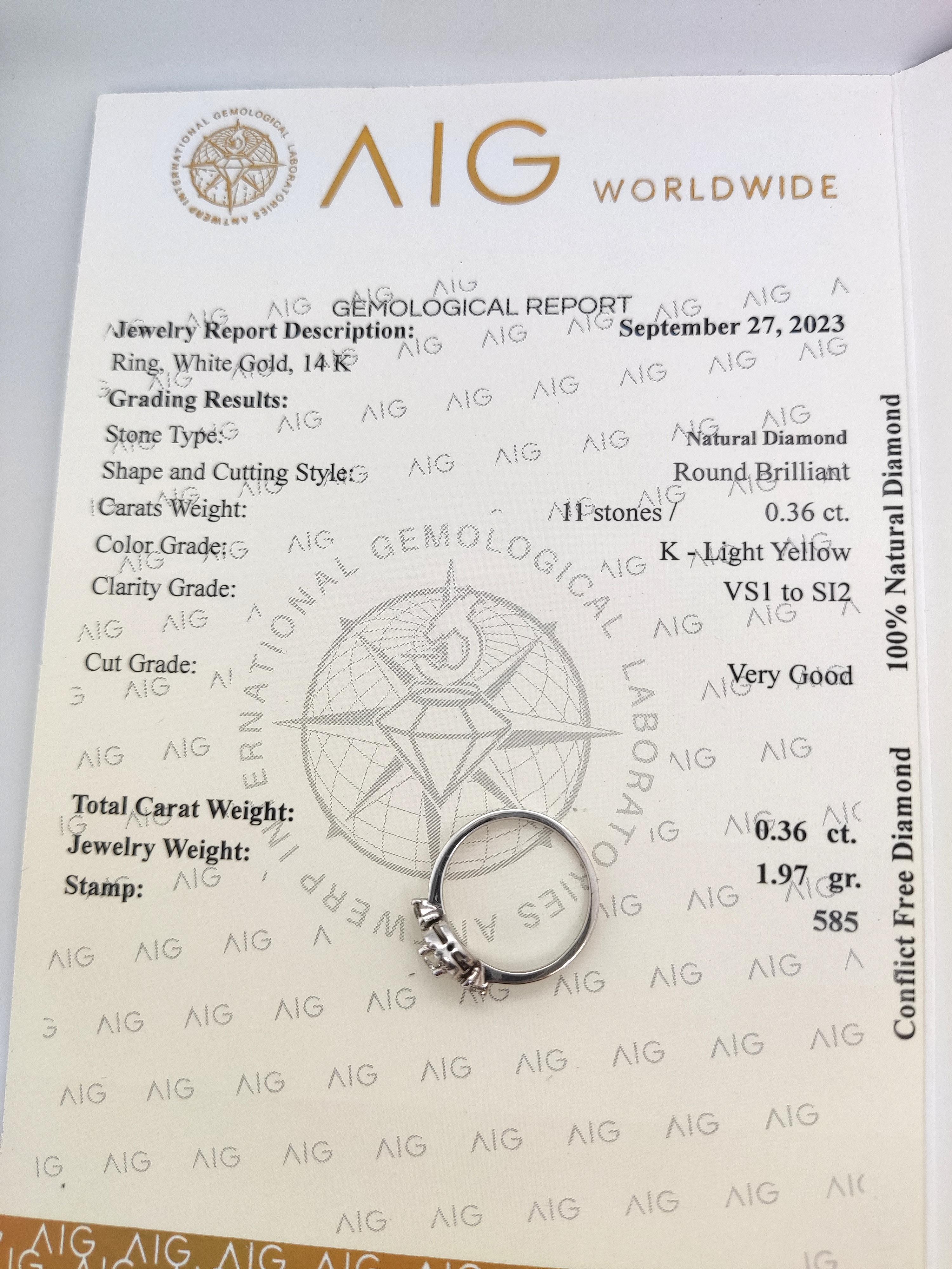 NO RESERVE 0.36CT Engagement Diamond Ring 14K White Gold In New Condition For Sale In Ramat Gan, IL