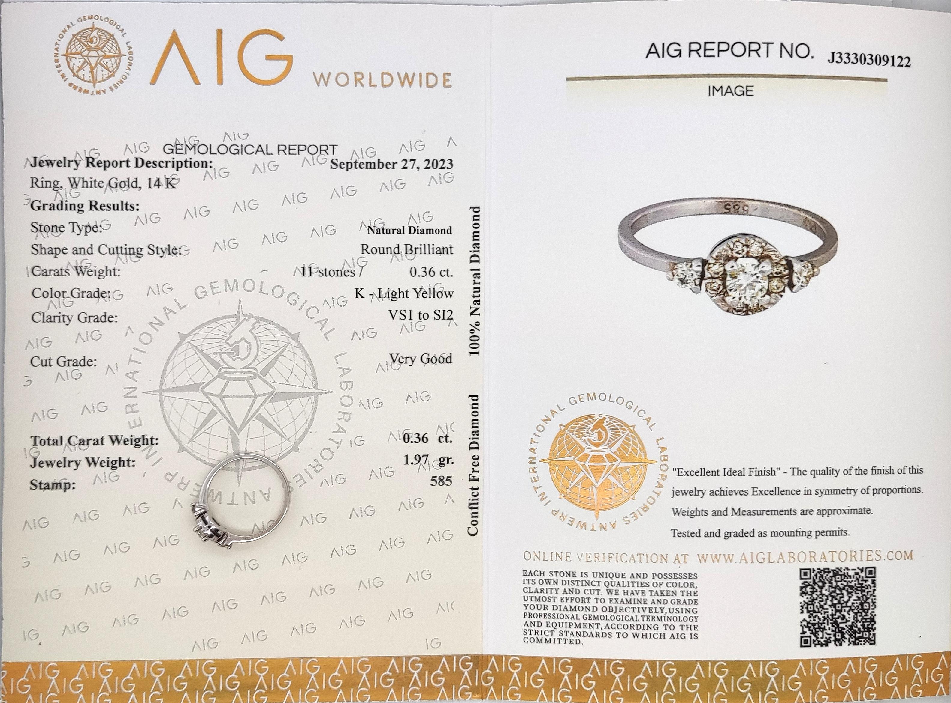 NO RESERVE Bague de fiançailles en or blanc 14 carats avec diamant 0,36 carat Pour femmes en vente