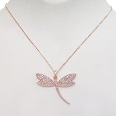 $1 KEIN RESERVE! 0.40Ct Fancy Pink Diamond Schmetterling 14kt Rose Gold Halskette
