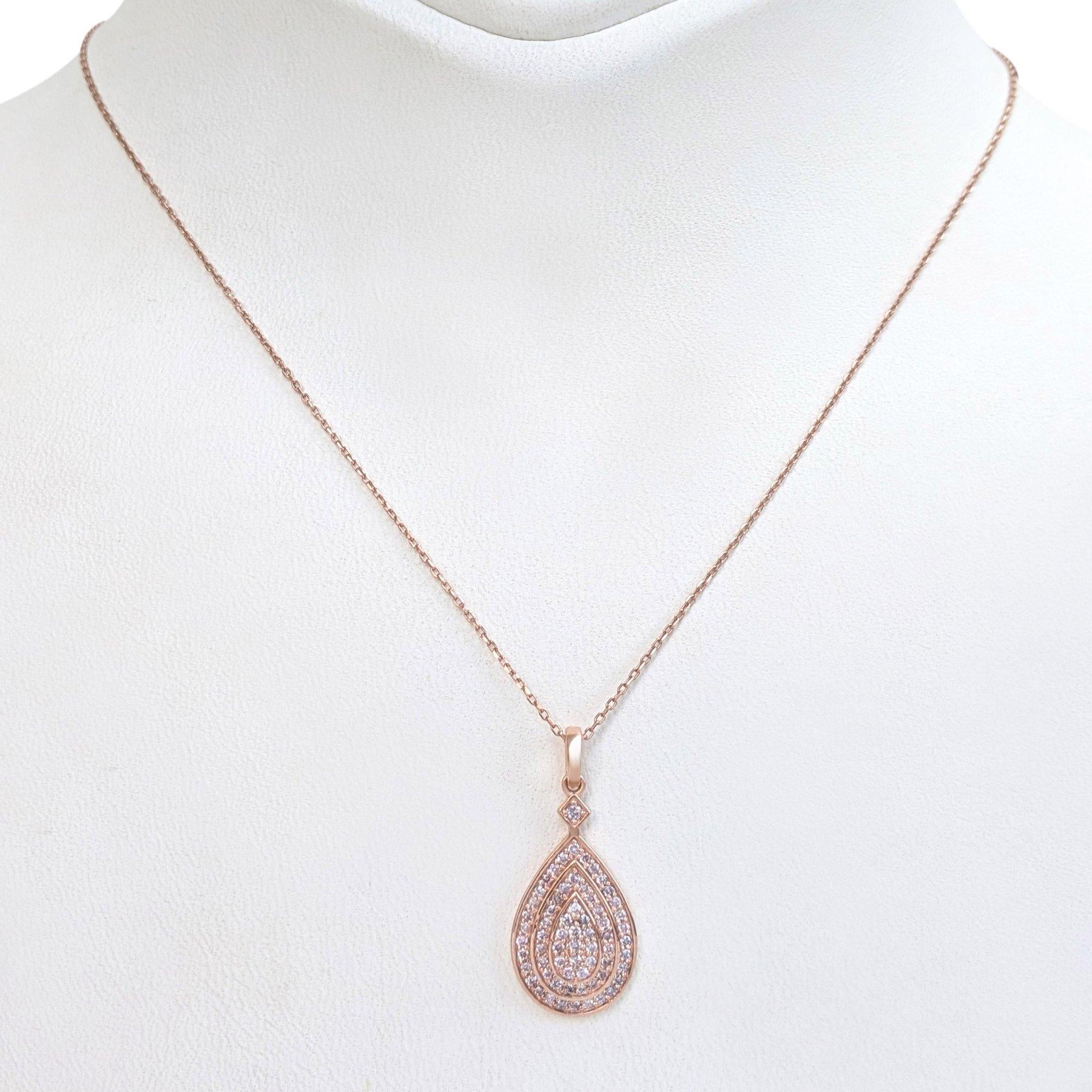 NO RESERVE! 0.40Ct Fancy Pink Diamonds - 14kt gold - Rose gold Pendant Necklace In New Condition In Ramat Gan, IL