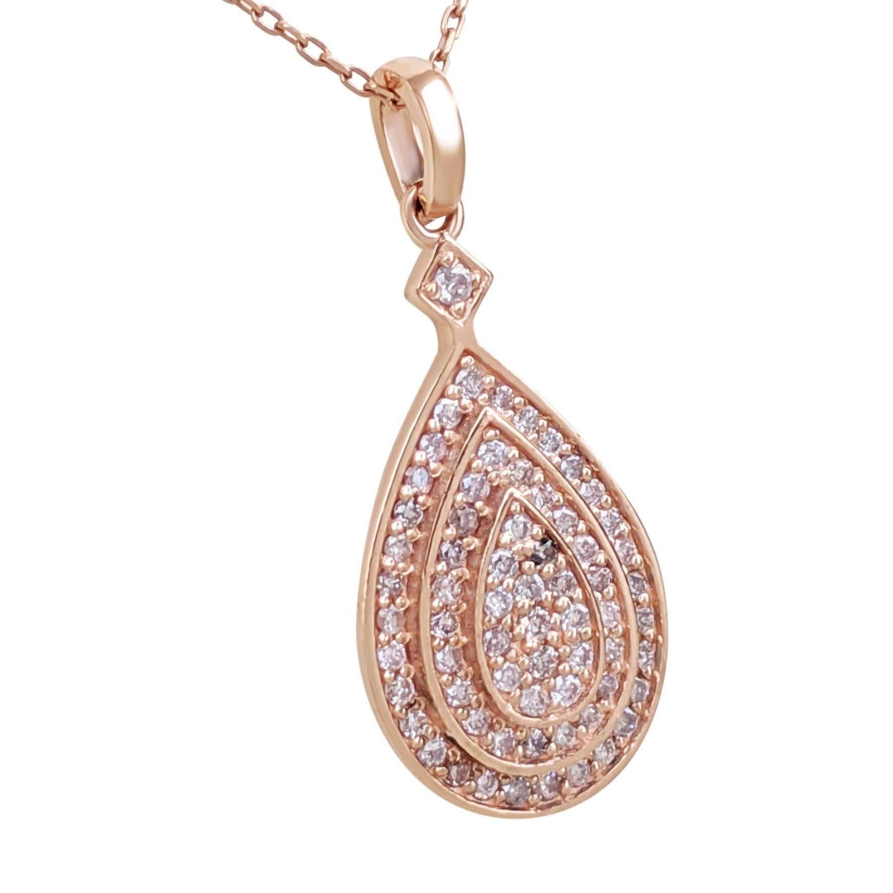 Women's NO RESERVE! 0.40Ct Fancy Pink Diamonds - 14kt gold - Rose gold Pendant Necklace