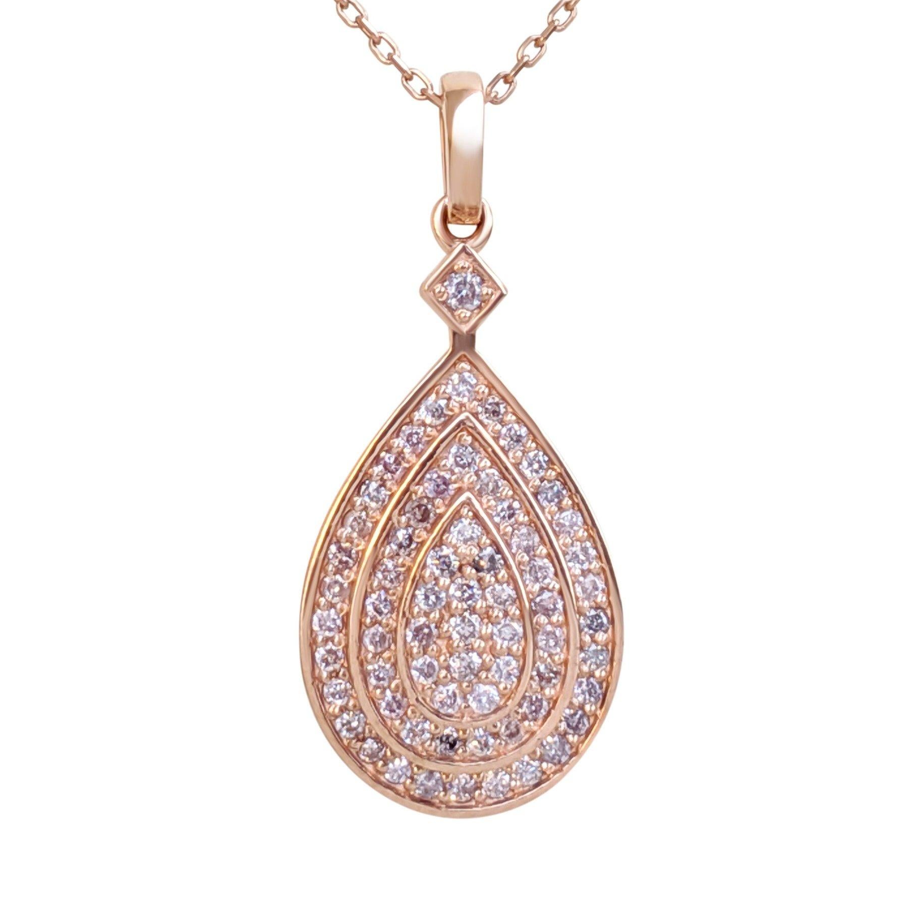 NO RESERVE! 0.40Ct Fancy Pink Diamonds - 14kt gold - Rose gold Pendant Necklace 1