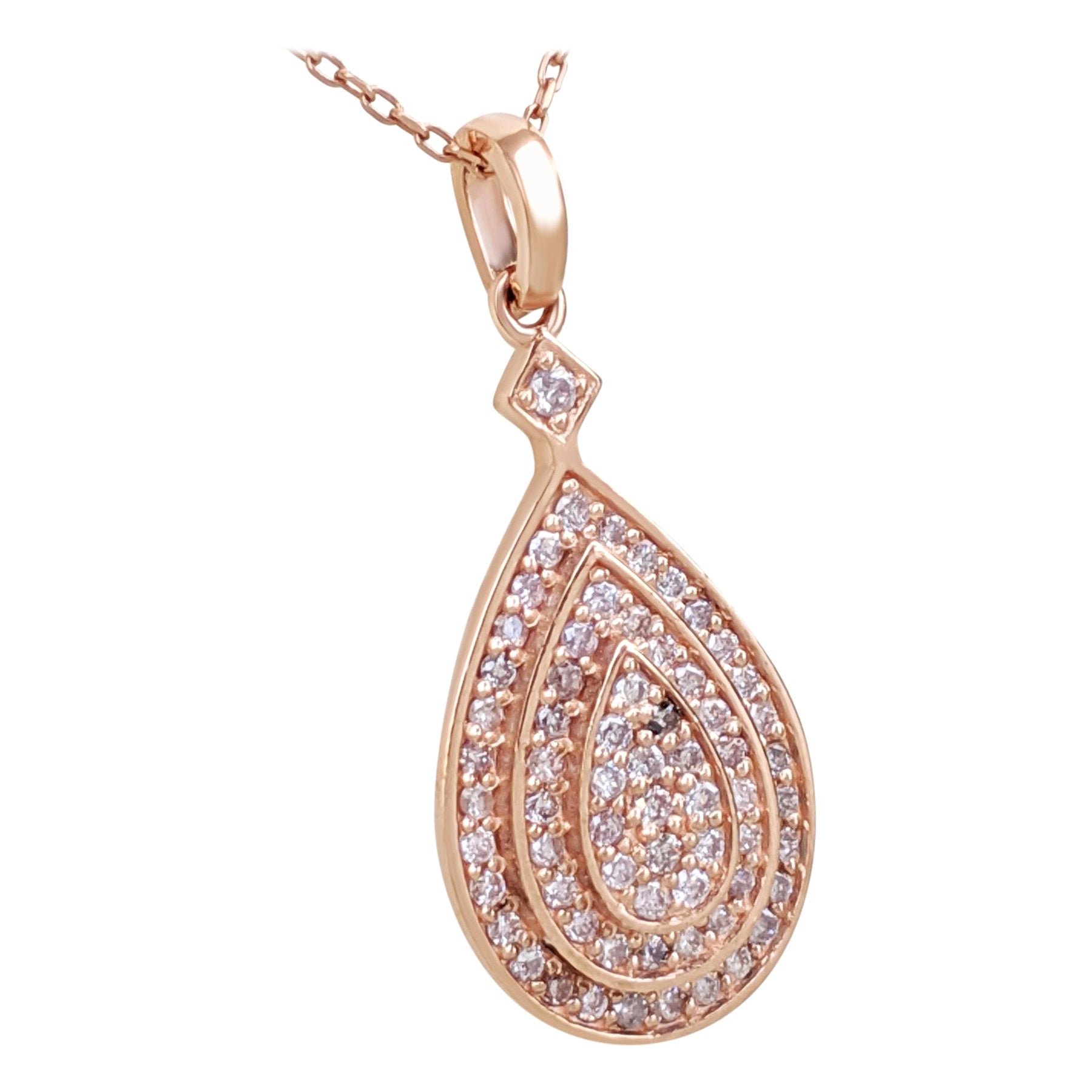 NO RESERVE! 0,40Ct Fancy Pink Diamanten - 14kt Gold - Roségold Anhänger Halskette