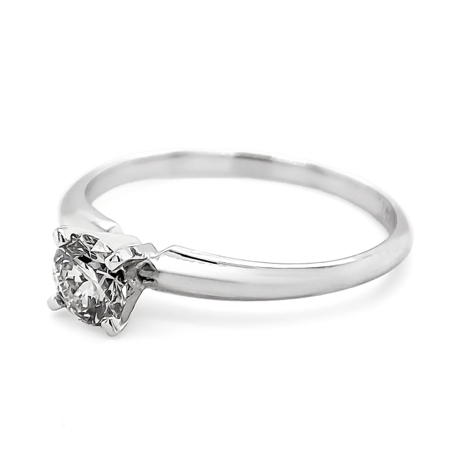 Art Deco NO RESERVE 0.40CT Solitaire Engagement Diamond Ring 14K White Gold For Sale