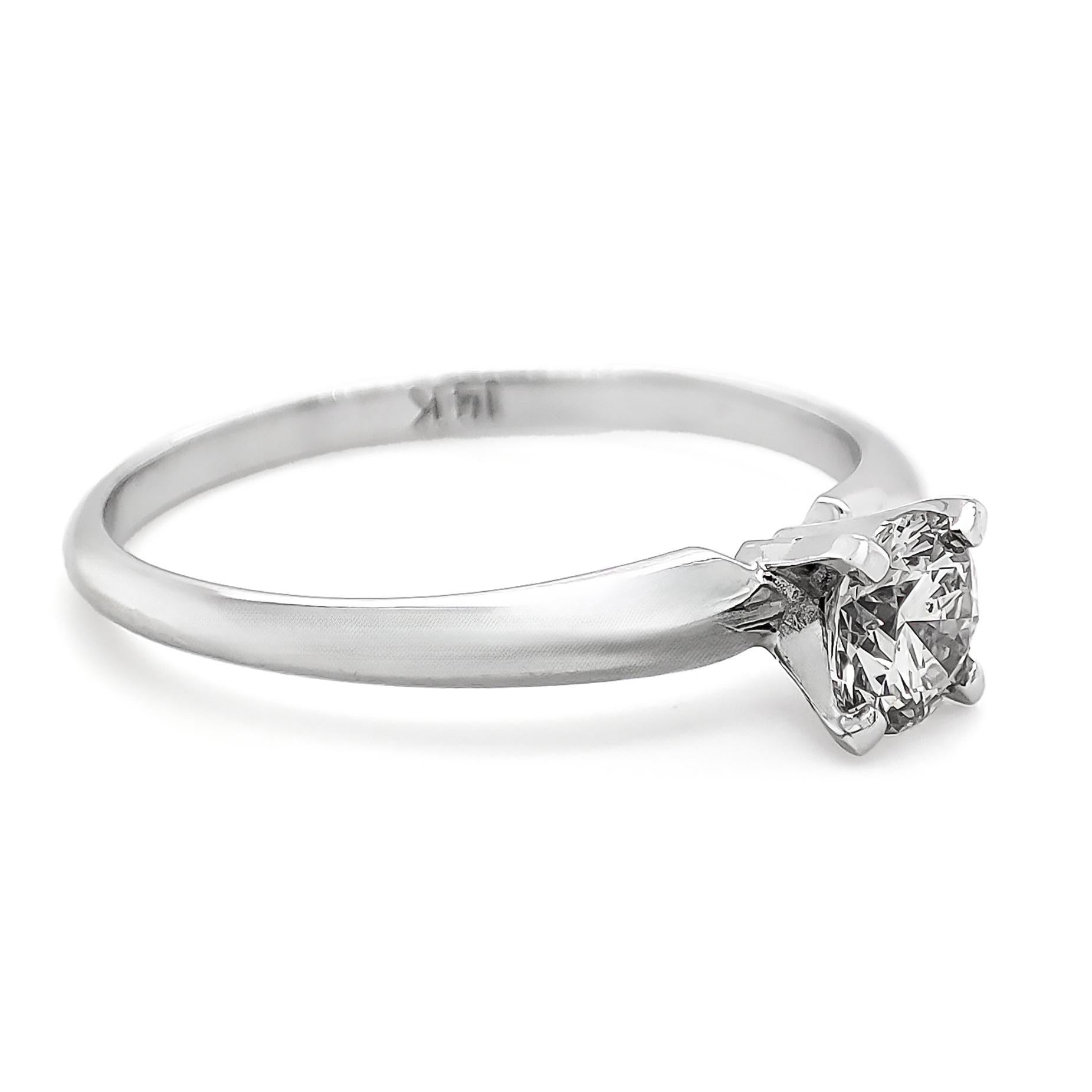 Round Cut NO RESERVE 0.40CT Solitaire Engagement Diamond Ring 14K White Gold For Sale