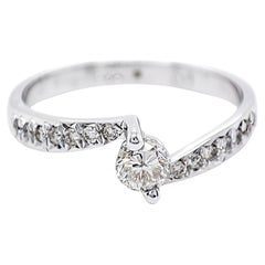 NESSUNA RISERVA - Anello con diamante rotondo da 0,40 carati in oro bianco 14K