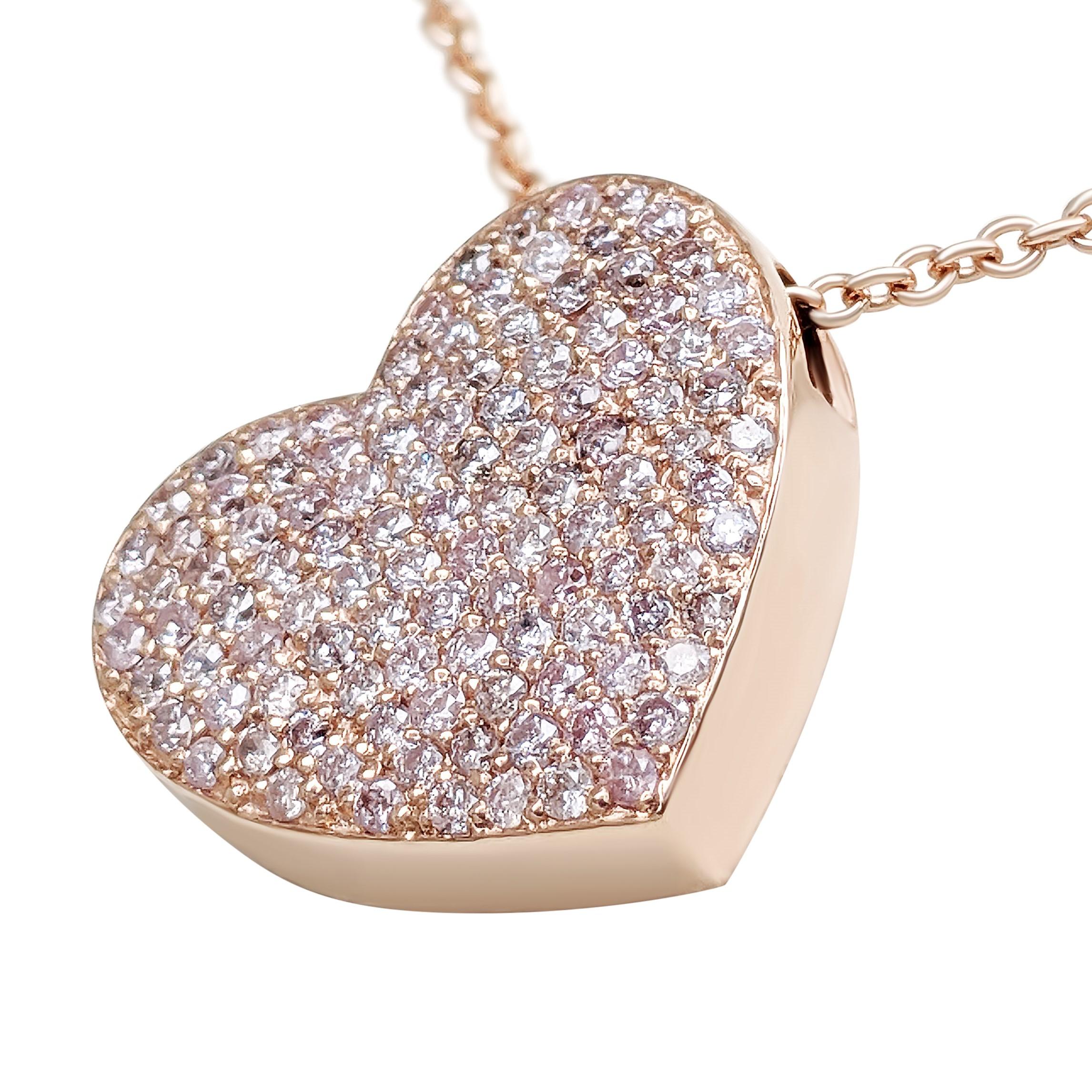 Art Deco NO RESERVE! 0.44Ct Fancy Pink Diamond 14 kt. Gold Pendant Necklace For Sale