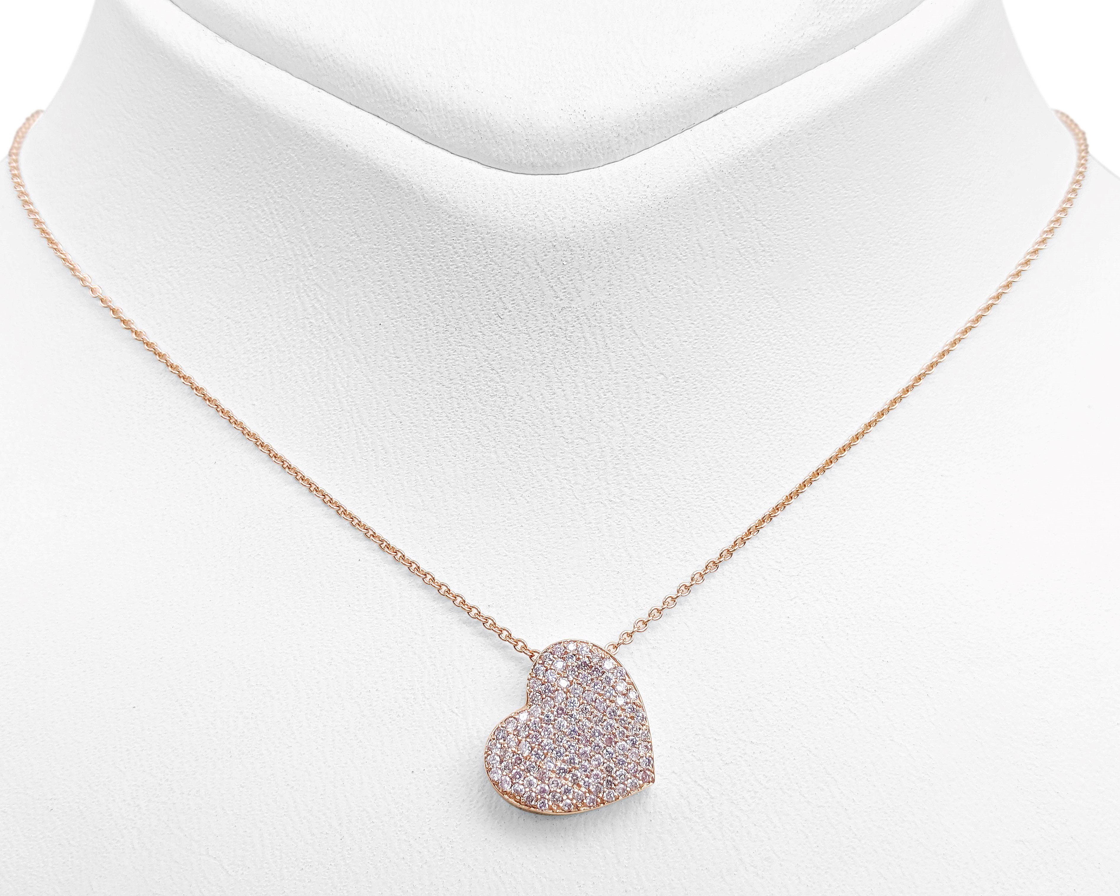 NO RESERVE! 0.44Ct Fancy Pink Diamond 14 kt. Gold Pendant Necklace In New Condition For Sale In Ramat Gan, IL